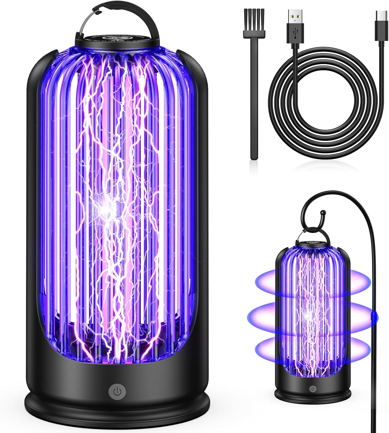 Fly Zapper Indoor, Mosquito Trap for Indoor Outdoor, Rechargeable Mosquito Killer with 4000mAh Battery, Electric Pest Control Insect Zapper, Ideal for Home, Patio, Camping, and Backyard