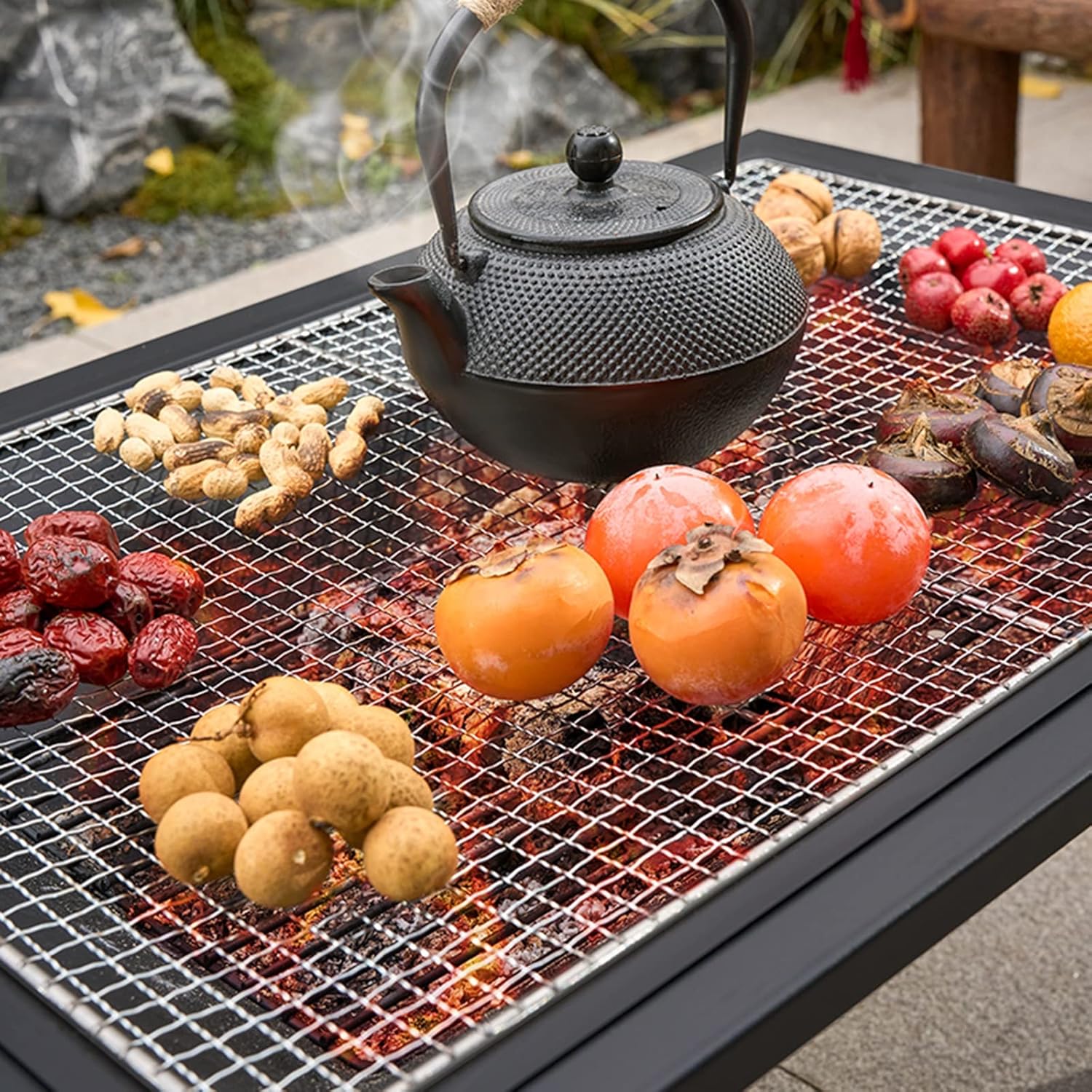 Barbecue Table Barbecue Rack Table Outdoor Heating Carbon Stove Barbecue Table Fireplace Tea Cooking Household Indoor Grill Fireplace Grill Table(B)