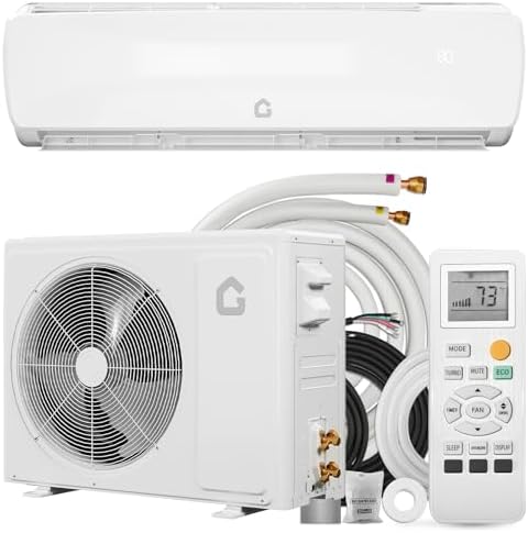 Garvee 18000 BTU Mini Split AC/Heating System,19 SEER2 Mini Split Air Conditioner Heat Pump System, Ductless Wall Mount AC Cool Up to 1250 Sq. Ft, Installation Kits, 230V