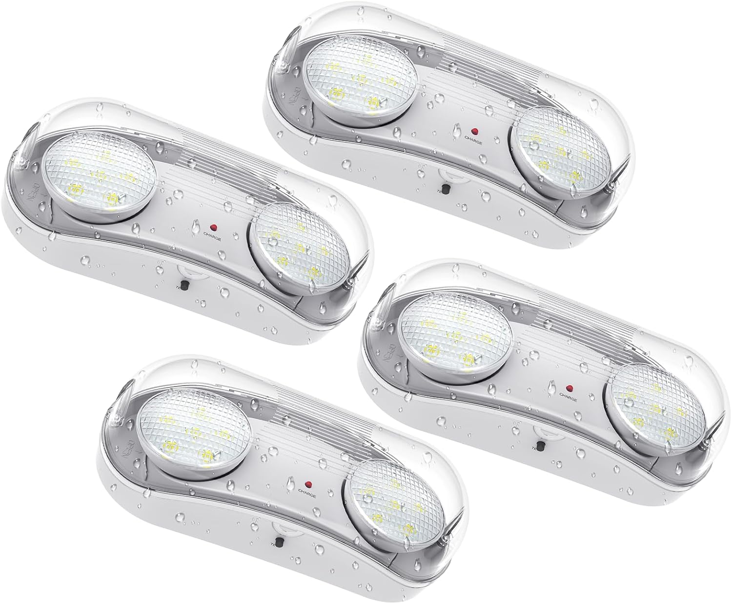 Outdoor Emergency Light with Battery Backup, Exterior Emergency Exit Lights Hardwired, Wet Location LED Egress Lights, Waterproof Commercial Emergency Lighting Fixture, 120-347V, UL Listed(4 Pack)