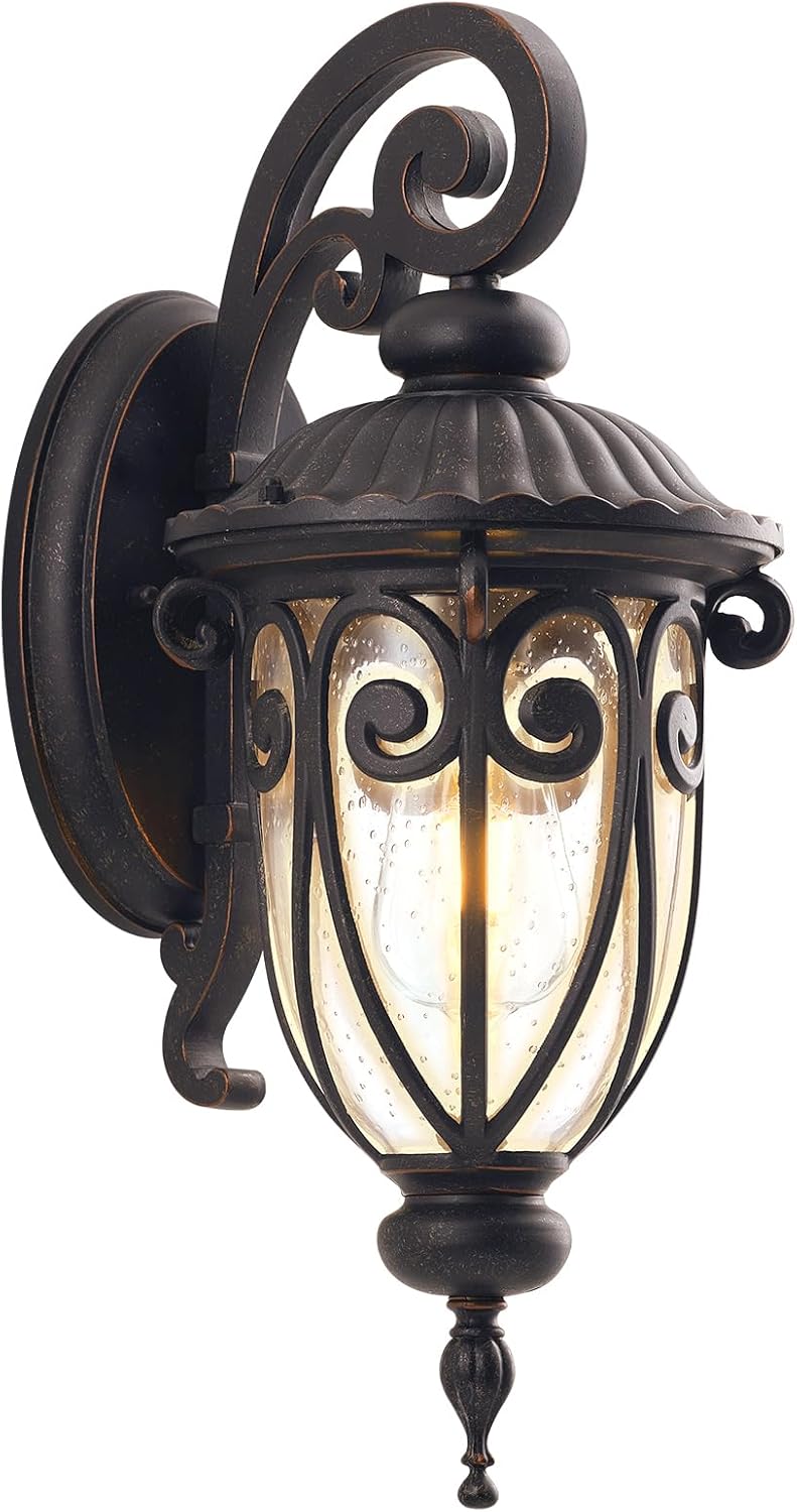 18 Inch Outdoor Porch Light with Wall Mount, Antique Bronze Exterior Wall Sconce Lantern for Garage, Vintage Outer Patio Lights Fixture for Outside House, Front Door, Entryways