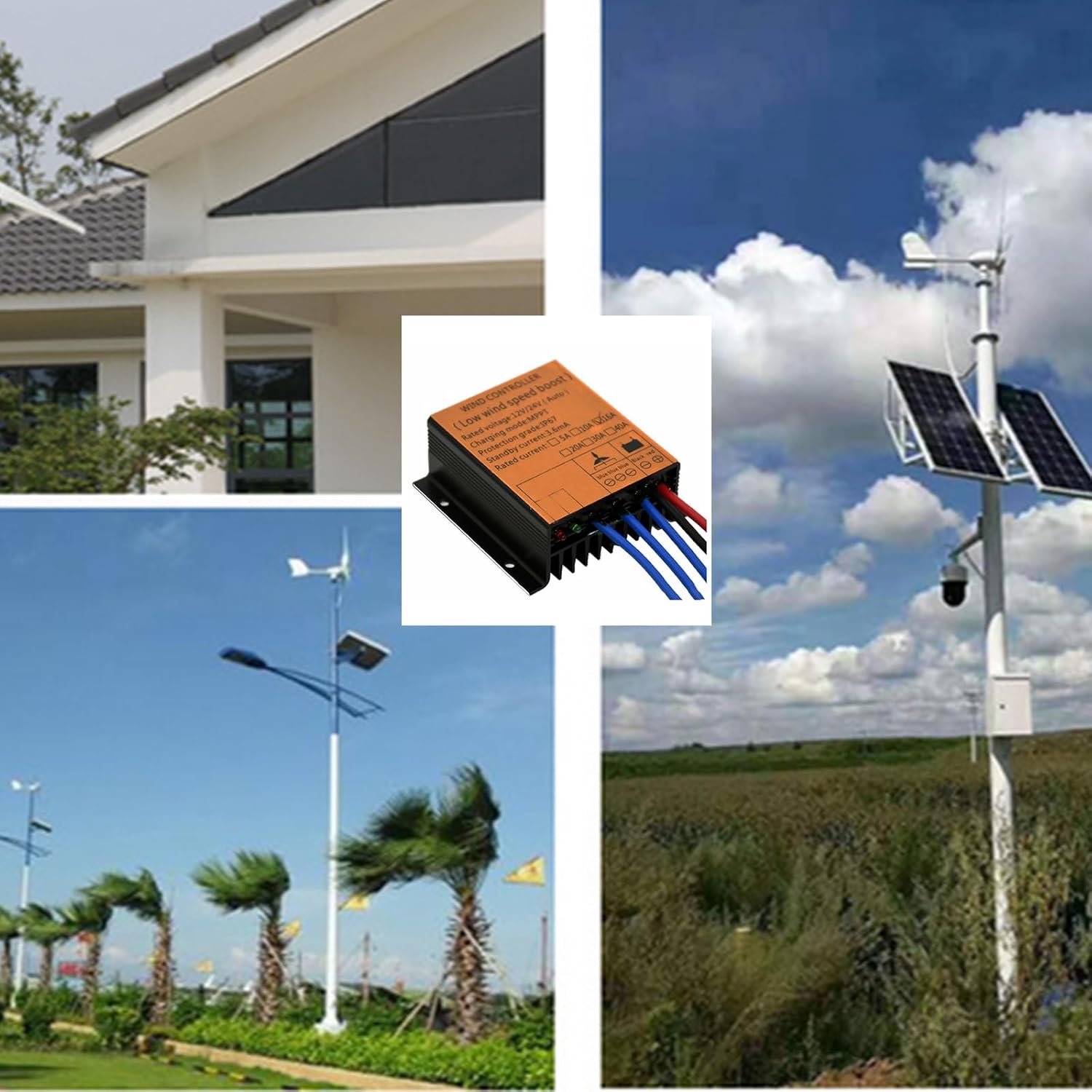 16A Wind Turbine Charges Controller, 12V/24VMPPT Wind Turbine Generator Controller, for 200W/300W/400W Wind Turbine System ,24V