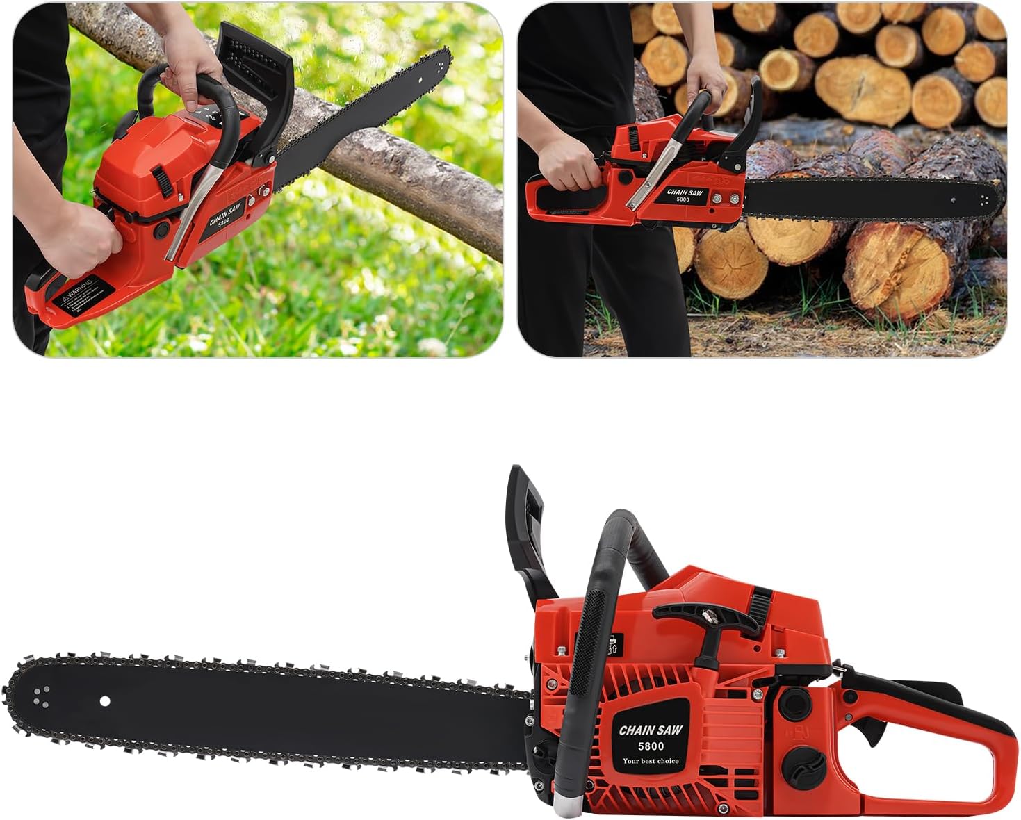2-Stroke 58CC Handheld Gas Chainsaw 2.6KW Cordless Petrol Chainsaw,20 Inch Gasoline Chainsaw Wood Cutting Machine Gas Powered Chain Saw for Forest Harvesting,Cutting Wood,Pruning Branch