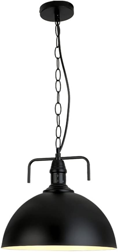 LED Modern Chandelier Lamp, Industrial Lighting E27 Screw Chandelier Retro Wrought Iron Metal Pendant Light E27 Lighting Fixture Black Dome Hanging Ceiling Light Bedroom Barn Farm Single Head Chandeli