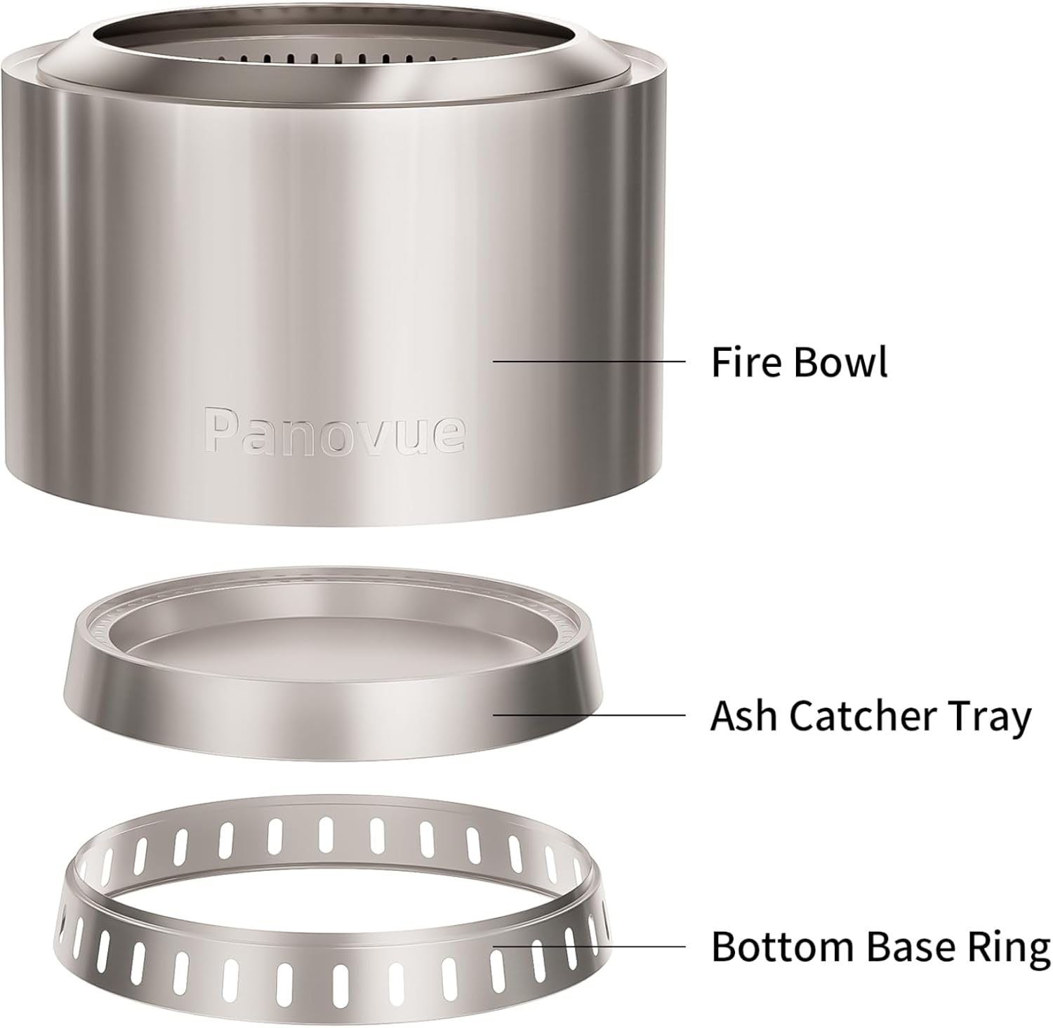 22 inch Smokeless Fire Pit with Waterproof Cover, Stainless Steel Outdoor Smokeless Firepit, Wood Burning Fire Pits for Camping, Bonfire,Low Smoke Firepit for Outside[Slivery]