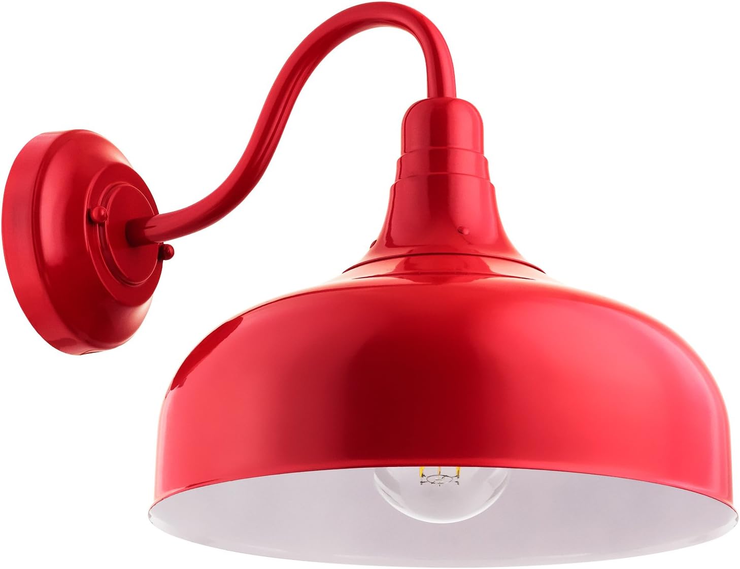 Sunlite 46069-SU Gooseneck Rustic Barn Light Fixture, Wall Mount, Medium Base (E26) Socket, Standard A19 Bulb Required (60W Max), 12 Inch, Indoor and Outdoor Use, ETL Listed Wet Location, Red