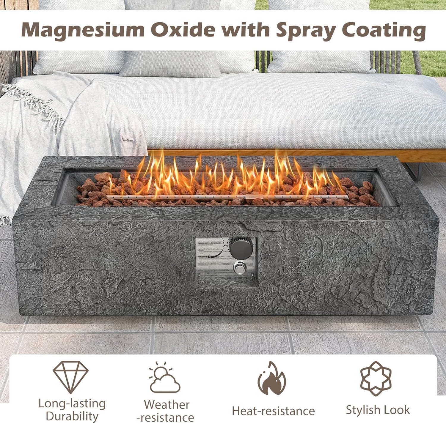 Happygrill 50,000 BTU Propane Fire Pit Table Set, 42.5