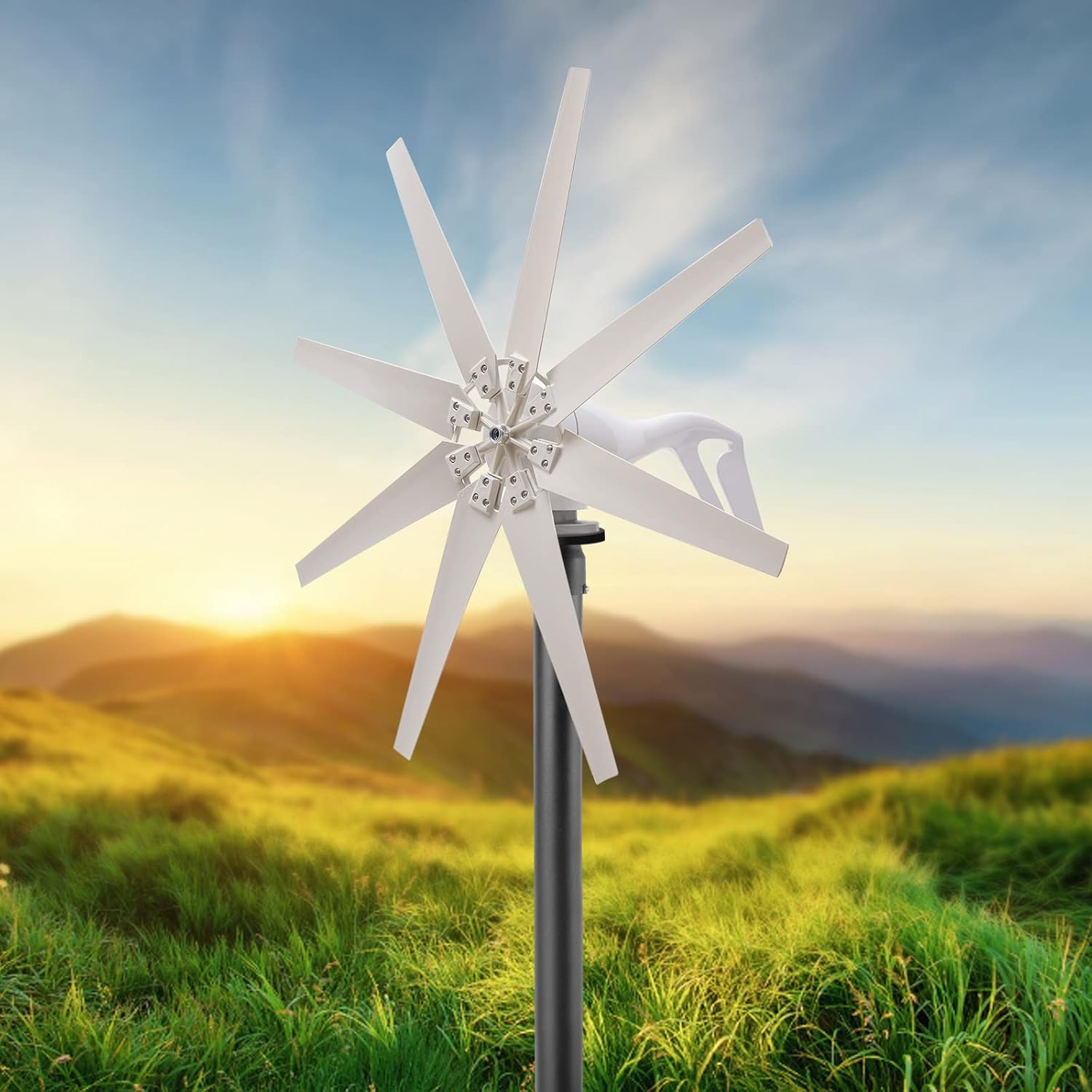 600W 12V Wind Turbine Generator Kit with 8 Blade, Wind Generator Kit with Charge Controller, Wind Power Generator for Marine, RV, Home, Windmill Generator Suit for Hybrid Solar Wind System