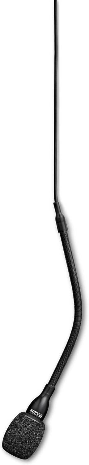 Shure MX202 Overhead Microphone - Black, Cardioid Condenser Mic with 3 Pin XLR Connector, Preamp Included (MX202B/C)