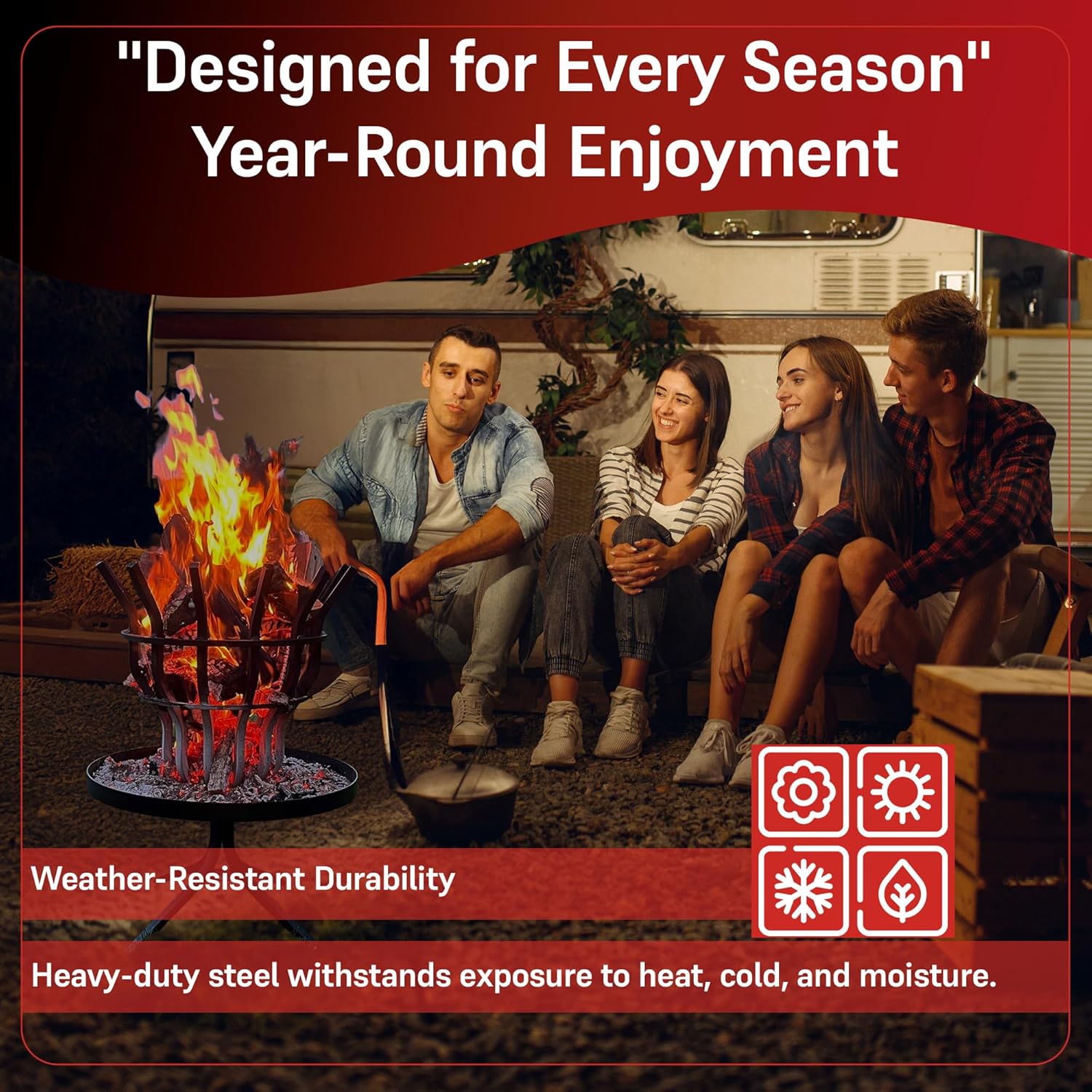 Grate Wall of Fire Tall Firepit – Heavy-Duty Self-Feeding Outdoor Fire Pit, 32½