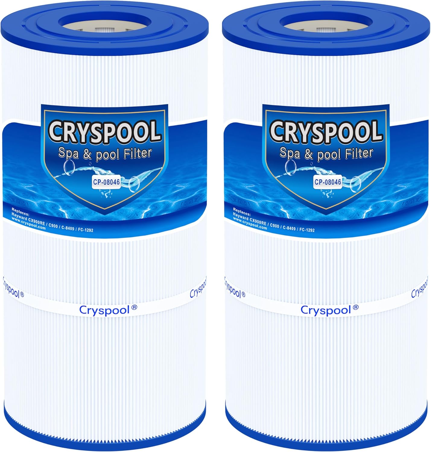 Cryspool® 08046 Filter Compatible with CX900RE, Star-Clear Plus C900, C-900, Posi-Clear PXC-95, Ultral-B6, PP-B6, C-8409, PA90, FC-1292, 90 Sq. Ft Pool Filter Cartridge, 2 Pack