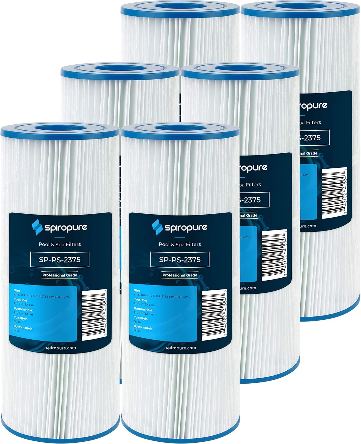 SpiroPure Replacement for Pleatco PRB25-IN Unicel C-4326 Filbur FC-2375 Pentair 17-2327 Jacuzzi Premium 373045 Beachcomber 3005845 Hot Tub Spa Pool Filter Replacement Cartridge (Case of 6)