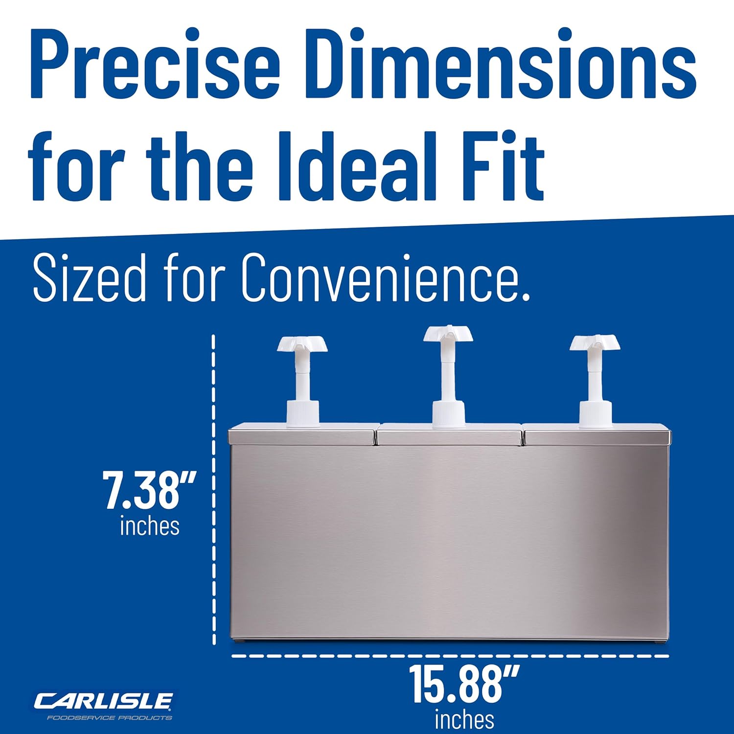 Carlisle FoodService Products Insulated Condiment Rail Condiment Center with 3 Pumps and Ice Packs for Gas Stations, Restaurants, And Fast Food, Stainless Steel, 15.88 x 7.38 x 11 Inches, Silver