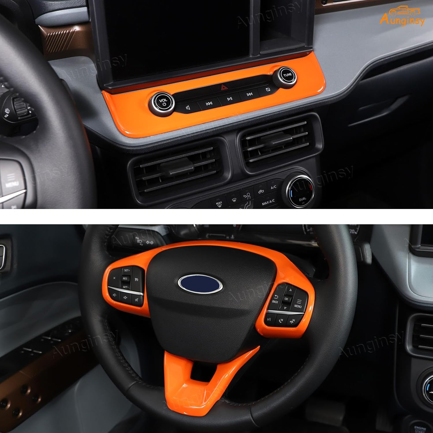 Car 8Pcs Center Console Decoration Kit Compatible with Ford Maverick 2022-2024 Central Control A/C Volume Switch/Outlet Vent/Gear Shift/Steering/Navigation Panel Protector Cover Interior Accessories