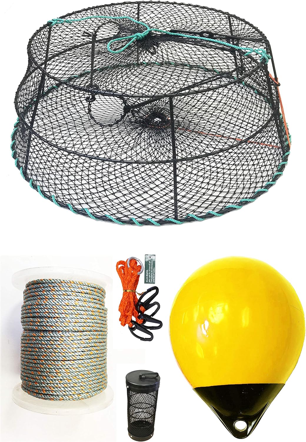 KUFA Sports Tower Style Vinyl Coated Prawn Trap with Prawn Trap Accessory Combo(CT78+PAQ30Y+HA2)