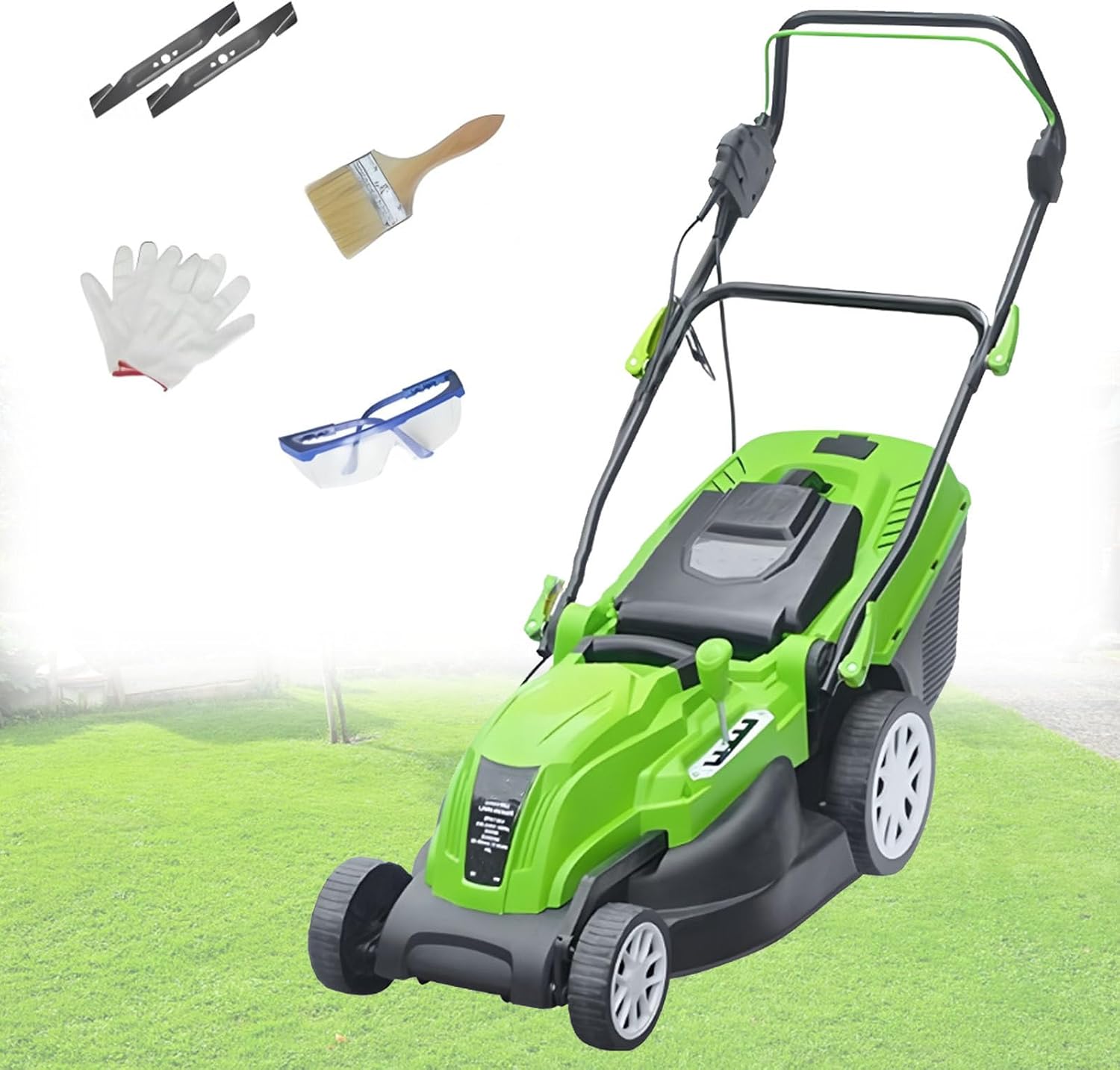 Corded Electric Push Lawn Mower Electric Grass Trimmer with Grass Collection Box 3 Cutting Height Quick-Fold for Garden Yard 2700W/42CM-Cord45M