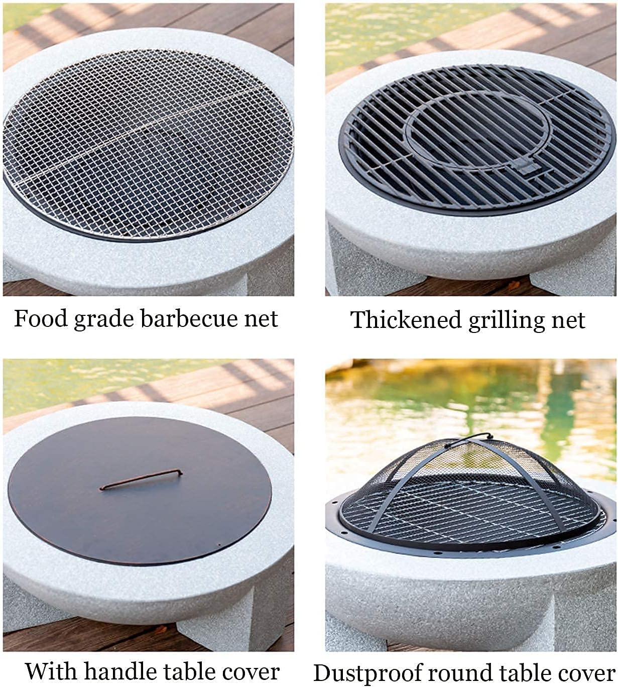 Small Firepit, Large Fire Pit Outdoor Garden Patio, Fire Pit with BBQ Grill Shelf Barbecue Brazier Heater Grill Camping Bowl BBQ with Poker Grate Grill