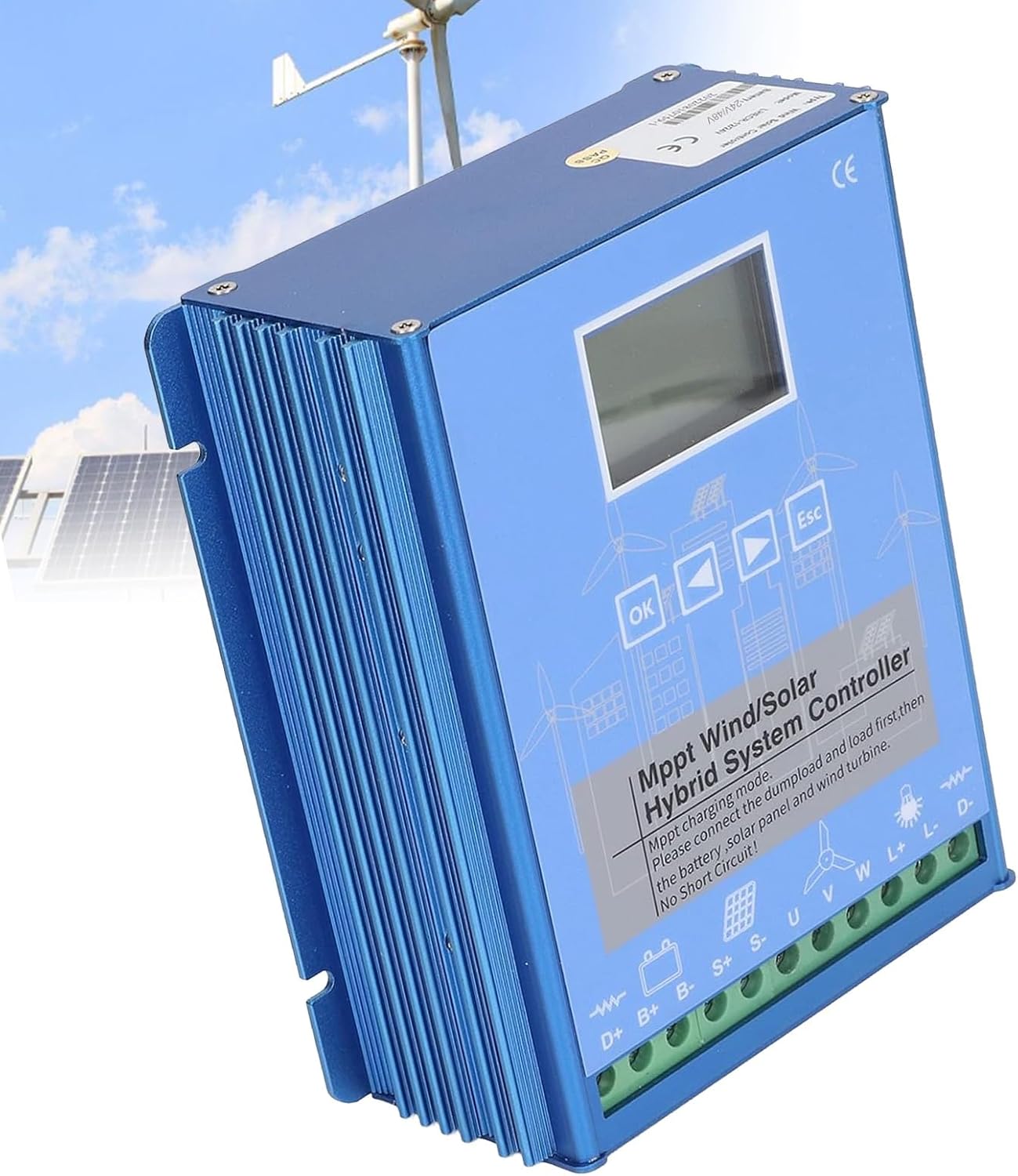 Hybrid Wind Solar MPPT Charge Controller 12000W/16000W 12V 24V 48V, LCD Display Battery Regulator for Power Plants & Street Lamps, Intelligent Energy Management System