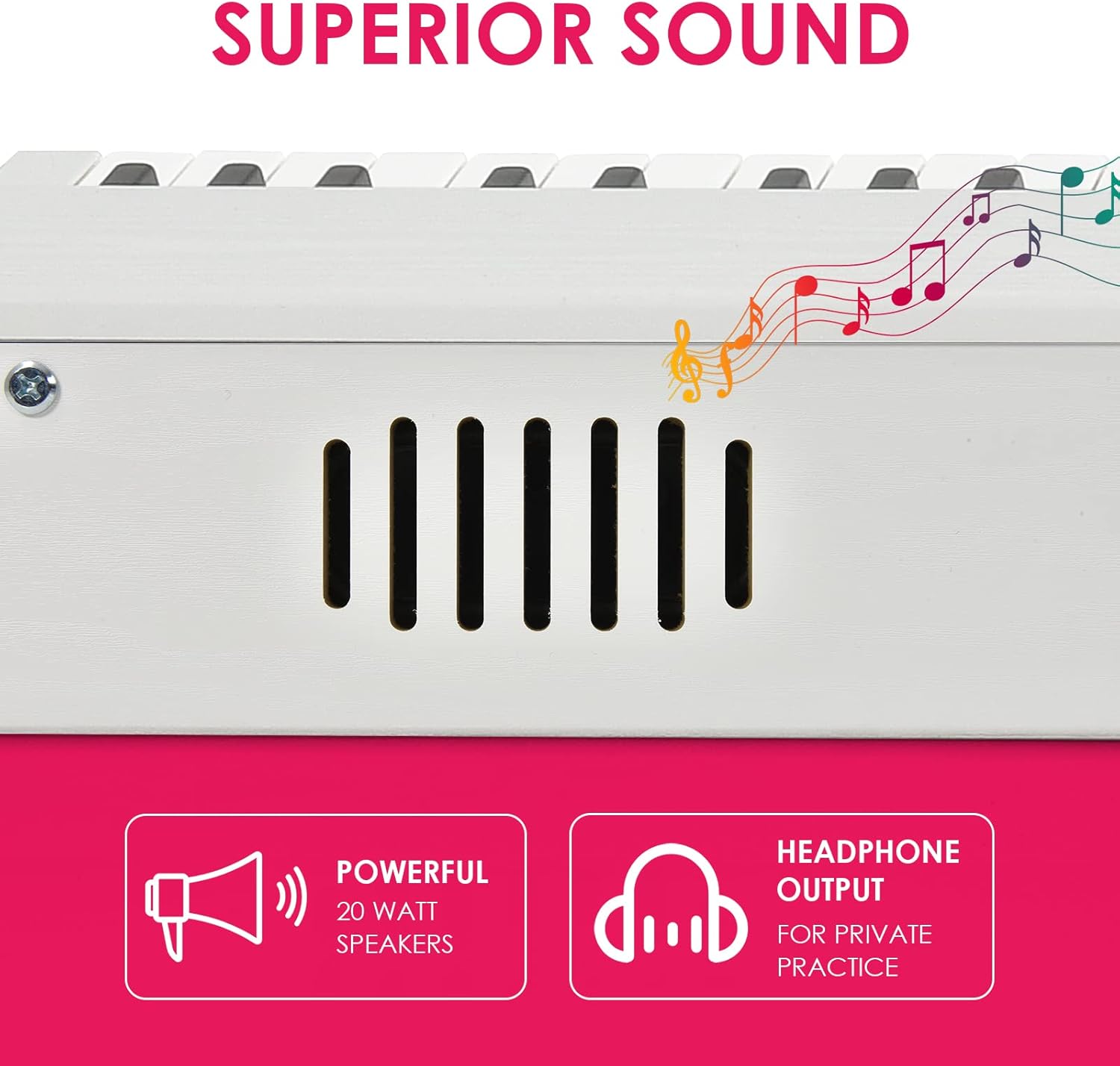 Safeplus Digital Piano 88 Key Full Size Weighted Keyboard, Electric Piano Portable with Sustain Pedal Power, Supply for Beginner Adults Practice (White)