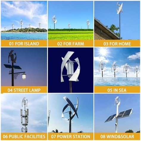 5000W/8000W/10000W Vertical Axis Wind Turbine Generator - High Efficiency 12V/24V/48V/96V for Home, Farm, RVs, Boats - Eco-Friendly Renewable Energy Solution for Sustainable Living