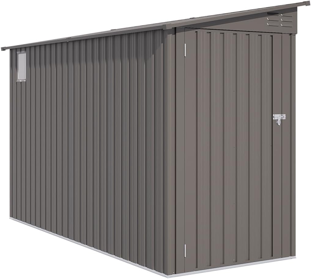 4 x 9 FT Outdoor Storage Shed, Metal Garden Shed Tool House with Sloping Roof, 2 Vents and 1 Side Open Door for Backyard, Garden, Patio, Garage, Lawn