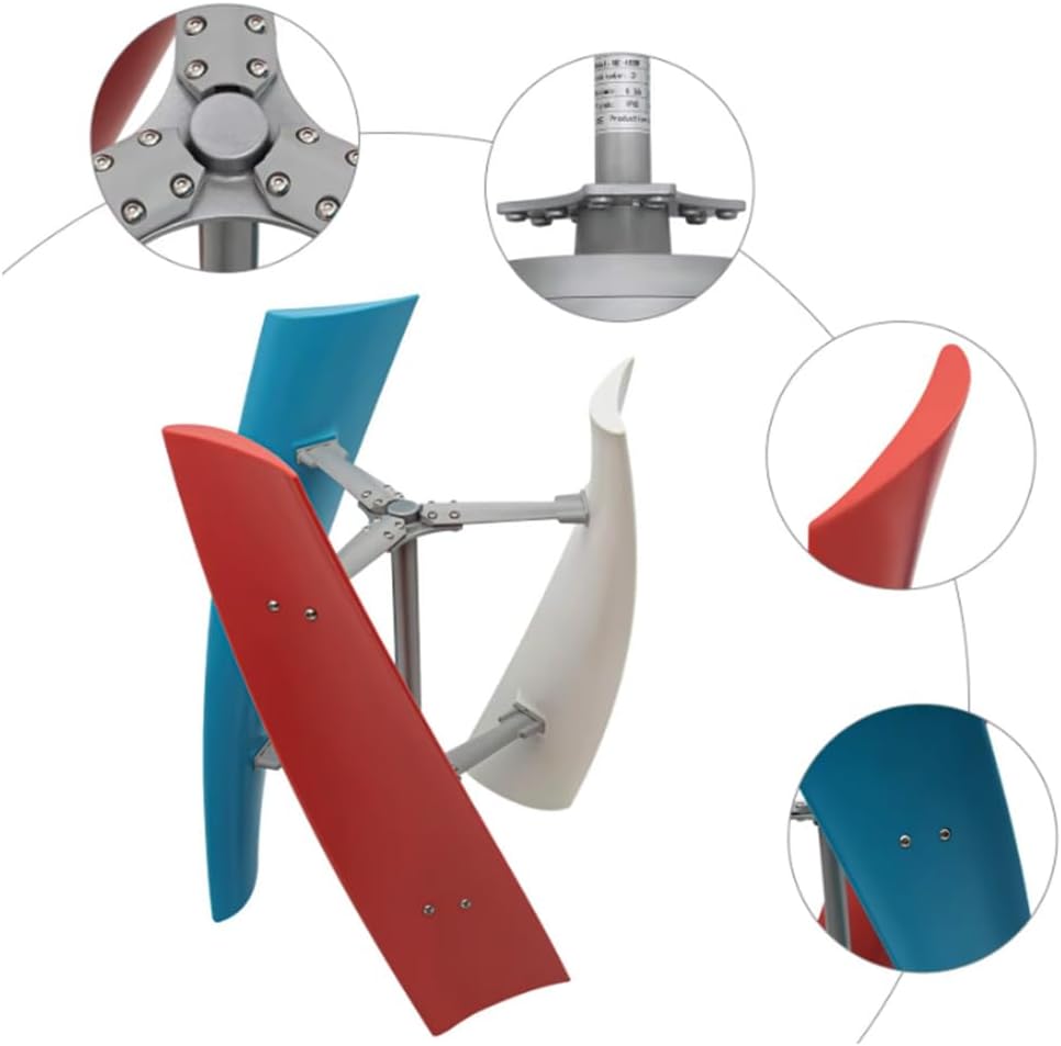 1000W-5000W Vertical Axis Wind Turbine Generator, 3 Blades Wind Vertical Turbine Generator Permanent Magnet Generator Kit for Hybrid Wind Solar(12V-220V)