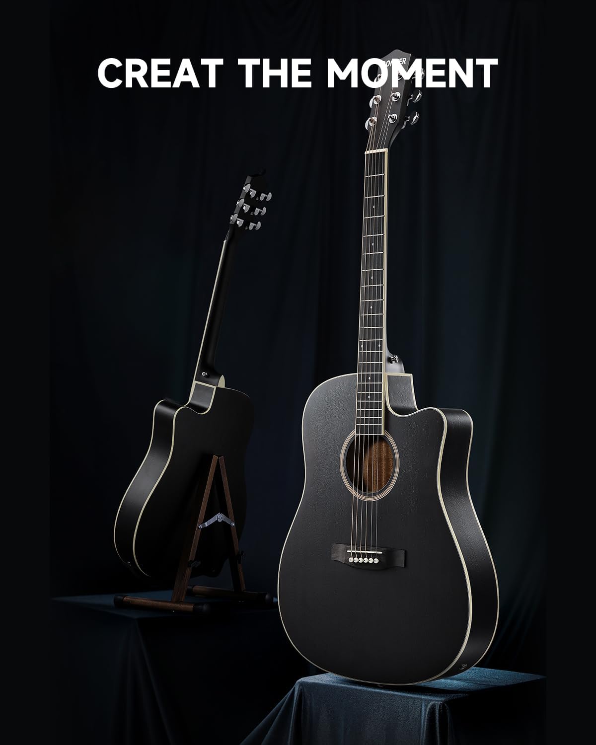 Donner 41-Inch Acoustic Electric Guitar Kit for Beginners, Full Size with Capo, Picks, Tuner, Strings, Strap - Black