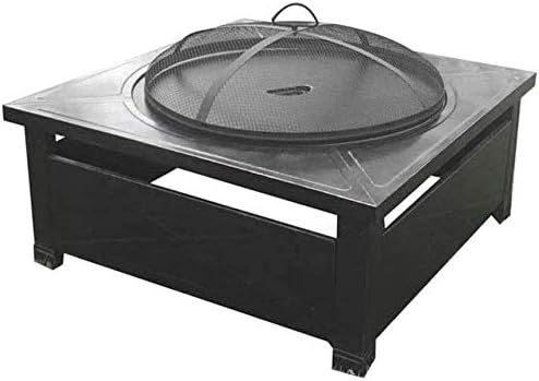Fire Pits Outdoor Wood Burning 32'' Outdoor Fire Pit Table,Multi-Purpose Square Fireplace,Backyard Patio Garden Outside Wood Burning Heater,BBQ, Ice Pit with Cover BBQ Cooking for Outside Camping Back
