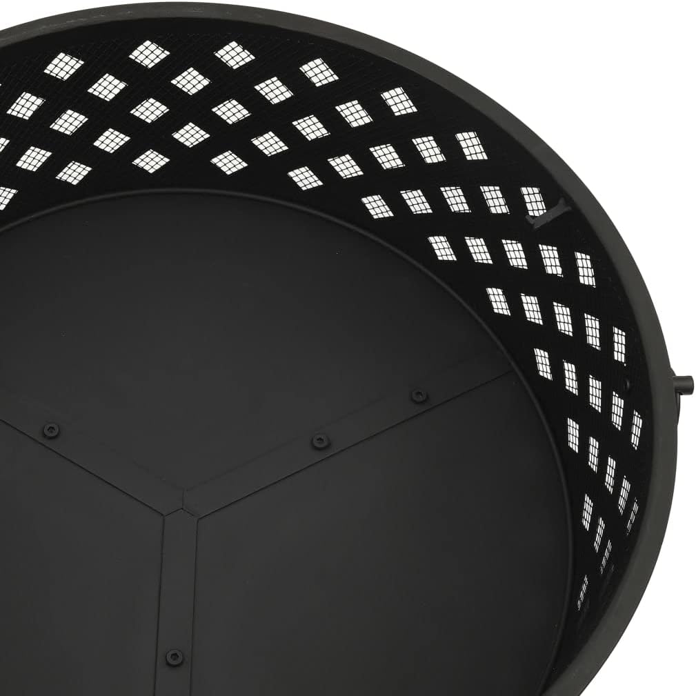 vidaXL Steel Fire Pit with Poker - Decorative XXL 26.8