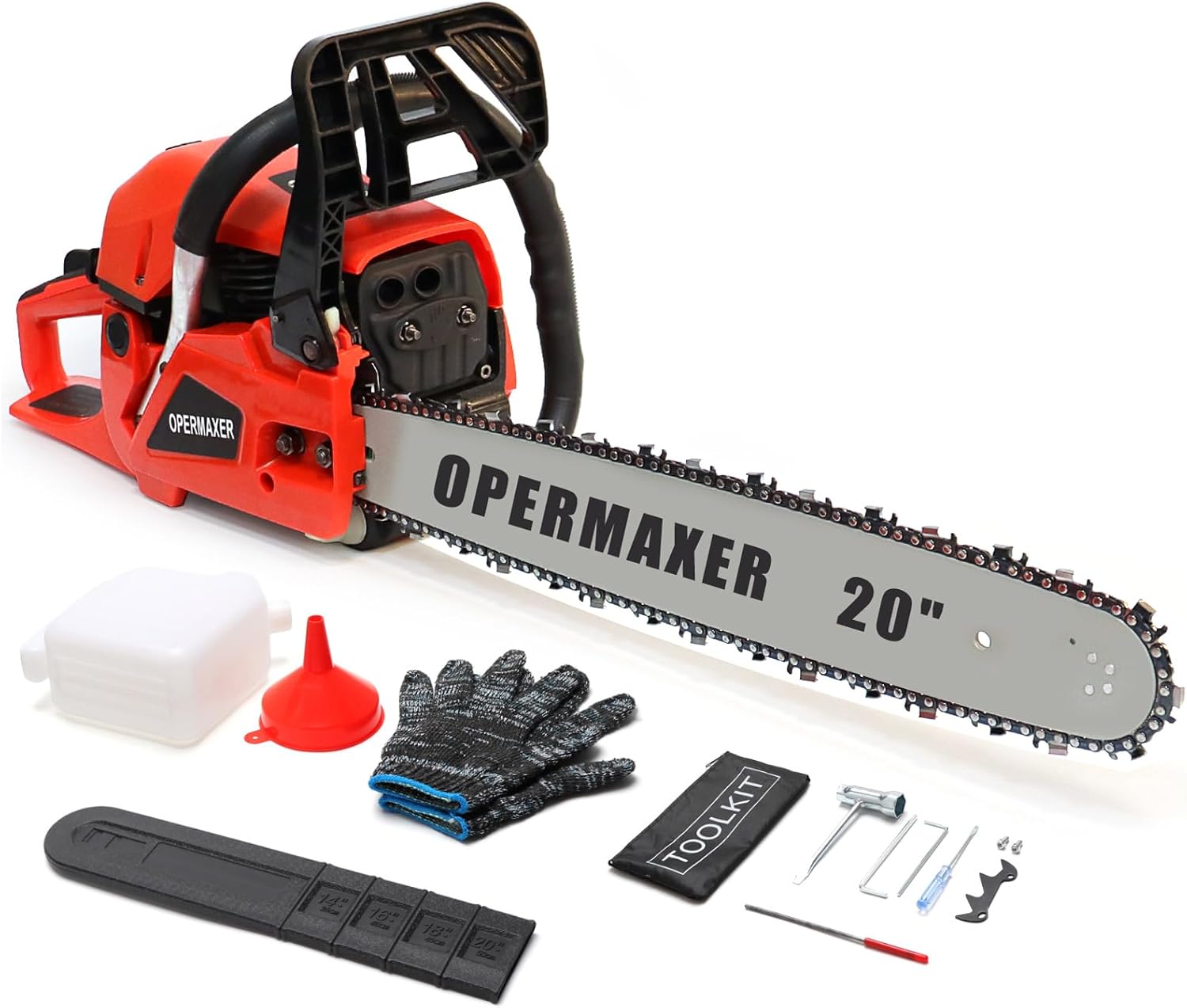 58CC Gas Chainsaw 20 Inch, 3.8 HP Gas Powered Chain Saw with Ergonomic Handheld Petrol Gasoline Chain Saw For Forest, Wood, Garden and Farm Cutting(RED)