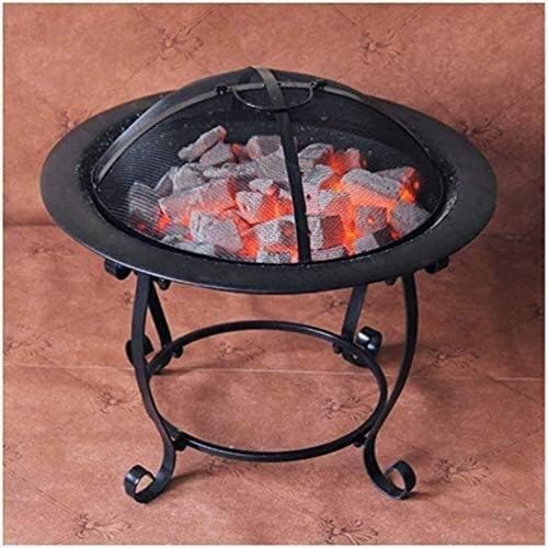 Garden Fire Pit Portable Grill Barbecue Rack Outdoor Fire Large Bonfire Wood Burning Patio Grill Firepit for Grill CharGrill with Spark Screen with Cover BBQ Cooking for Camping 40 * 36cm ()