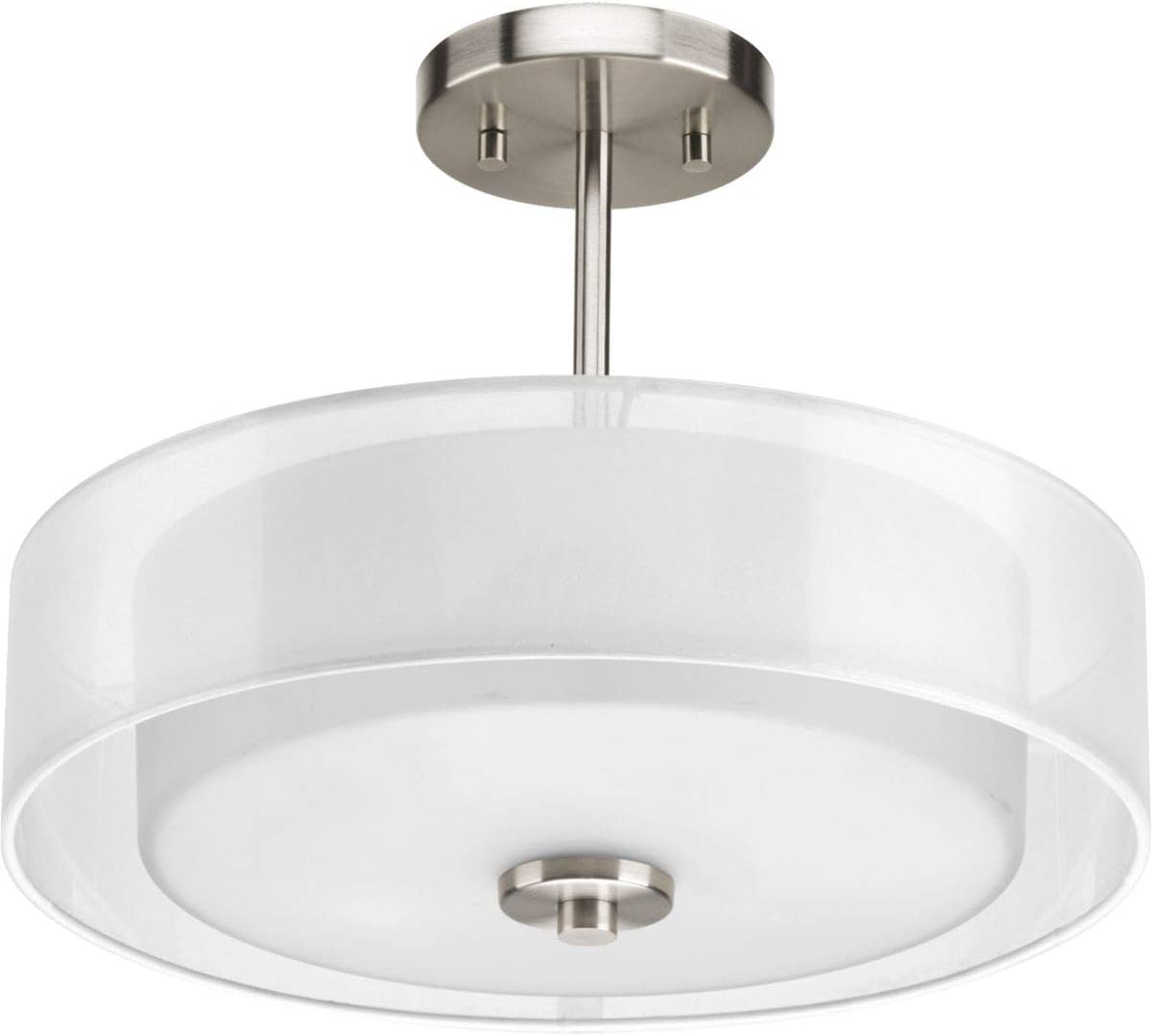 Progress Lighting P3694-09 Invite 3-Lt. Semi-Flush Convertible with White silk mylar shade