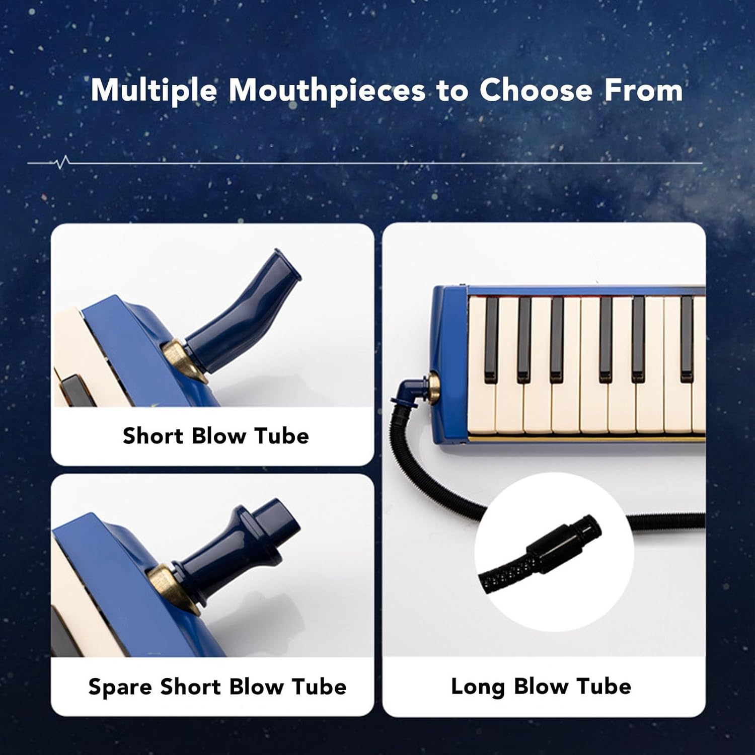 37 Key Melodica Instrument Piano, Professional Air Keyboard with Double Soft Tubes, 2pcs Mouthpiece, Includes Carrying Bag, Music Score, Cleaning Cloth, Ideal for Beginners and Mus