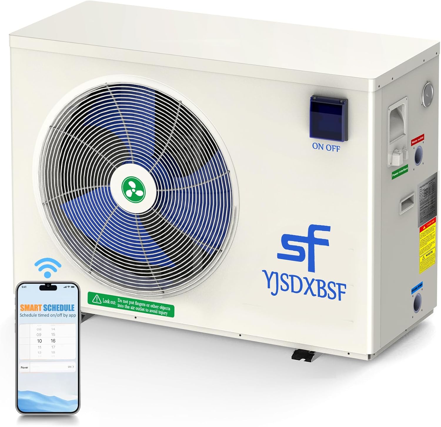 18,000 Gallon Electric Pool Heater, Suitable for Above Ground Pool Heaters, 90,000 BTU Pool Heat Pump, Supports APP Timer, Dual-Mode Heating and Cooling Pool Heater, 220V-240V