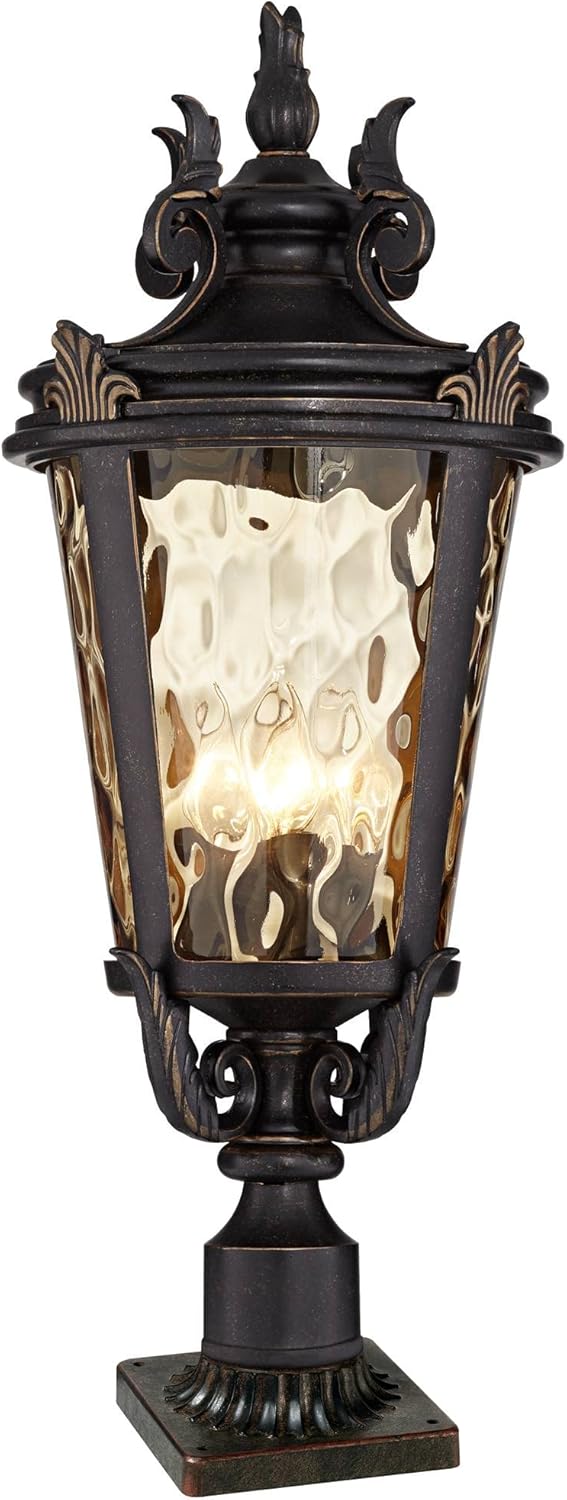 John Timberland Casa Marseille Vintage Outdoor Post Light with Pier Adaptor Veranda Bronze 28