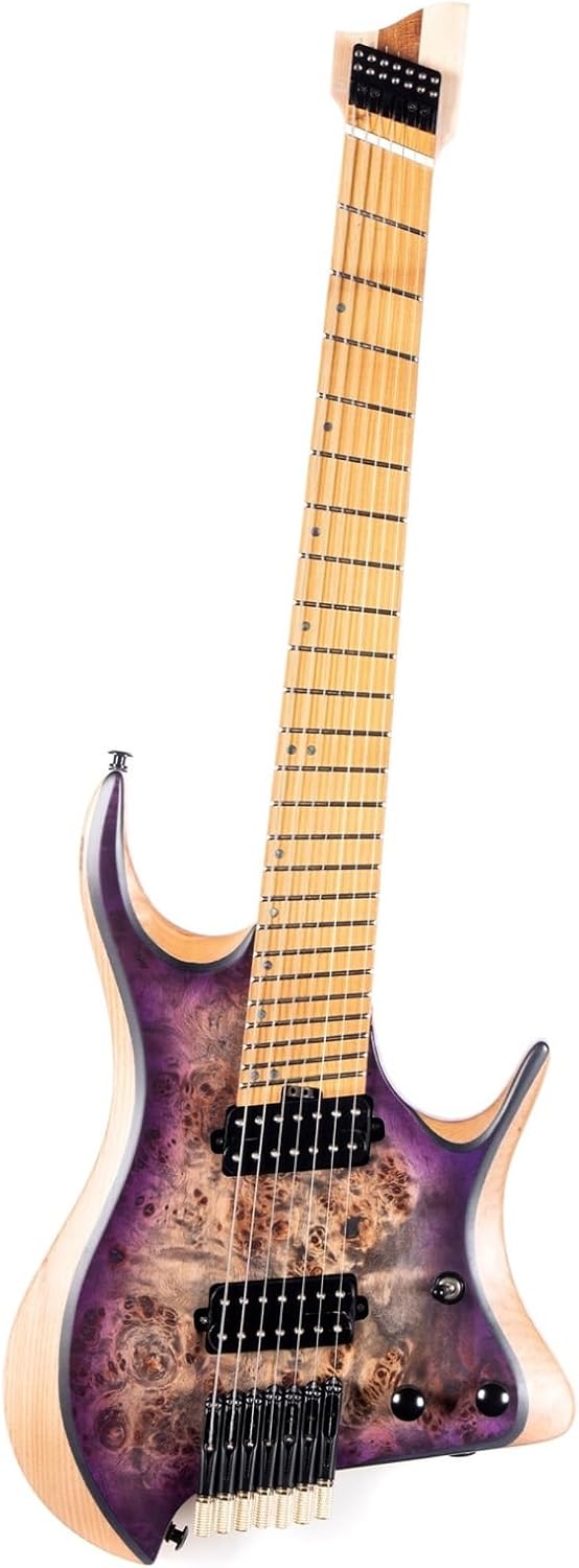 Beginner Electric Guitar Kits 7 String 24 Fret Headless Jazz Electric Guitar(Purple)