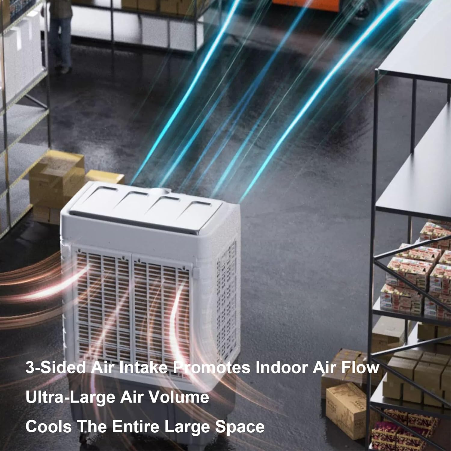 Swamp Cooler Air Conditioner, 3-In-1 Portable Evaporative Air Cooler with 13Gal Water Tank, 3 Speeds, 120°Oscillation, 6 Ice Packs, Windowless Ac for Home and Commercial, 42in