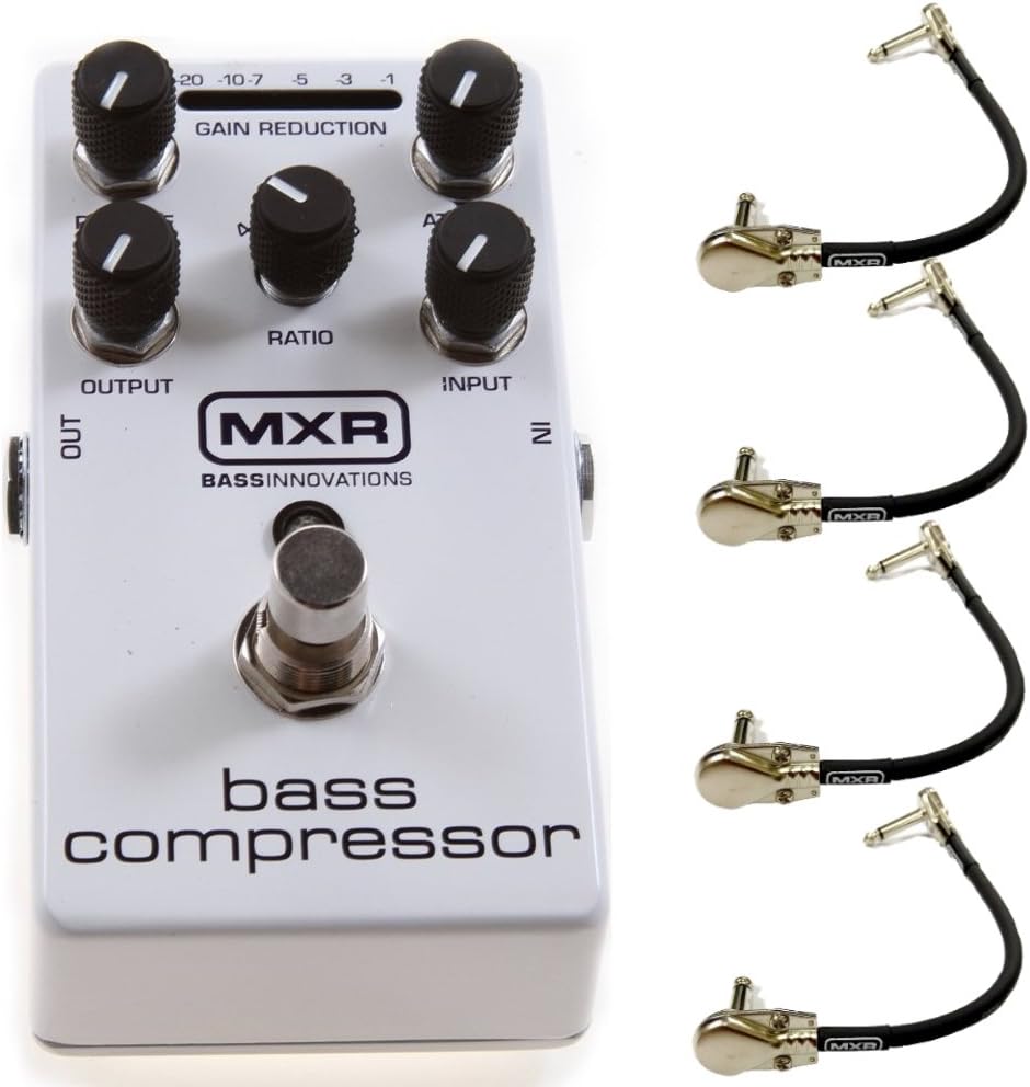 MXR M87 Bass Compressor Effects Pedal with True Bypass BUNDLED WITH 4 Pack of Hosa CFS-106 6-Inch Guitar Patch Cables
