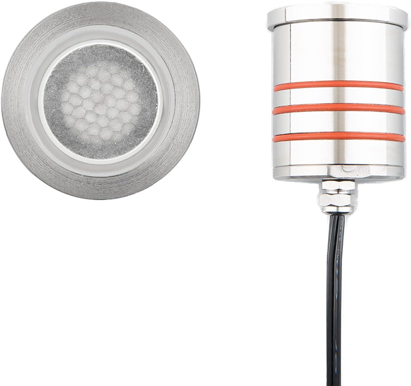 WAC Landscape Lighting, LED 2in 12V Round Low-Profile Top Inground Indicator Light with Honeycomb Louver for Glare Control 2700K in Stainless Steel