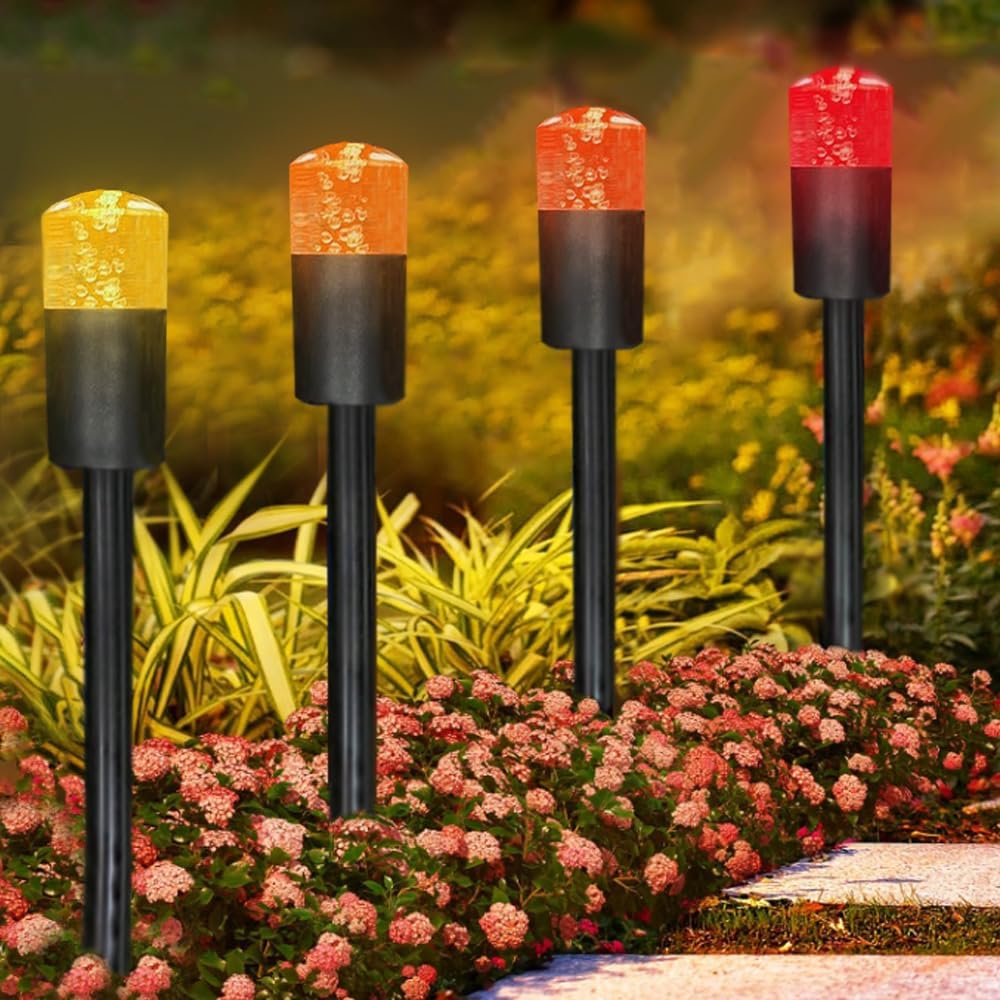 Garden Path Lights Waterproof Outdoor In-Ground Lights, 4-Pack IP67 Outdoor Landscape Lighting for Pathway Garden Fence Deck, Remote Control
