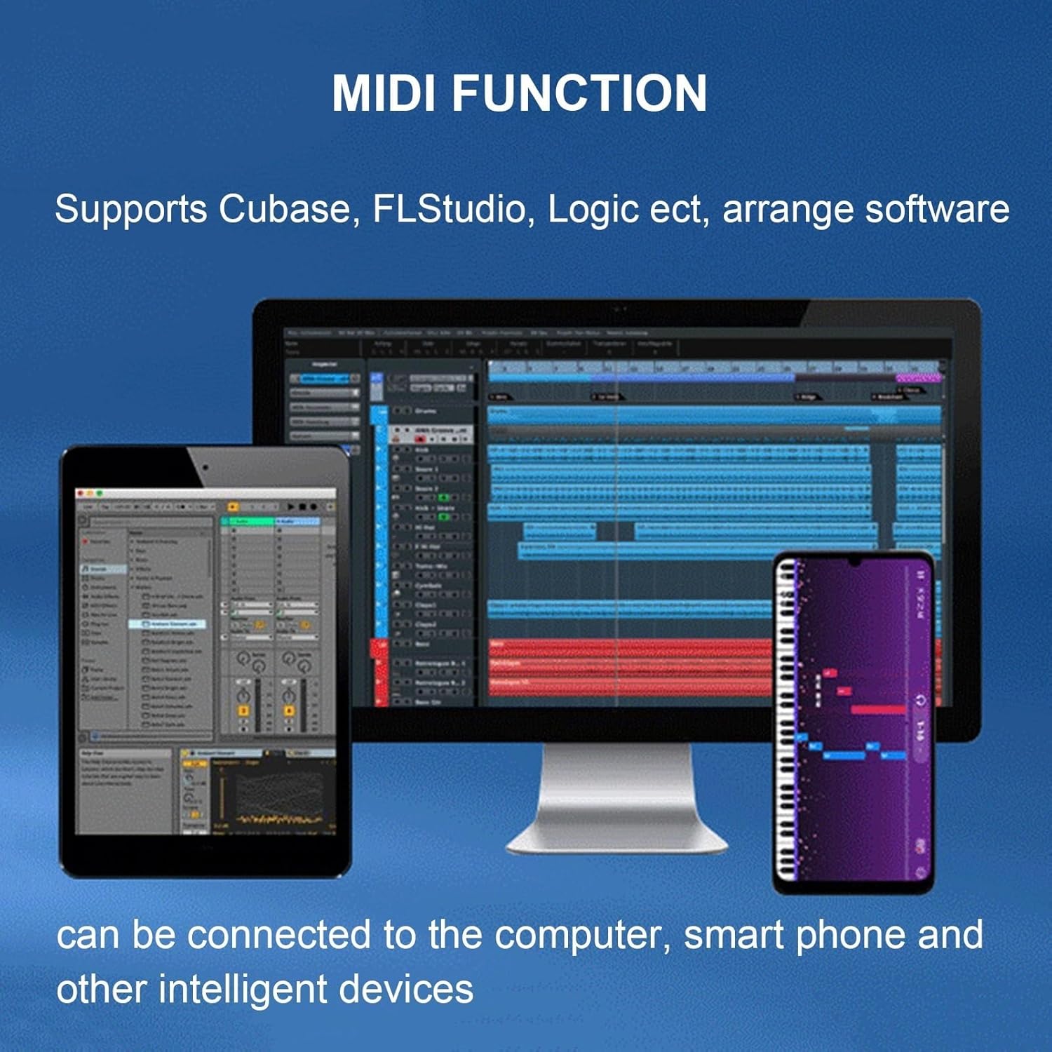 88 Keyboard Rechargeable Keyboard With Bluetooth MIDI Foldable Digital Piano Portable Full Size Touch-Sensitive Electric Piano Built-in Dual Speakers For Beginners