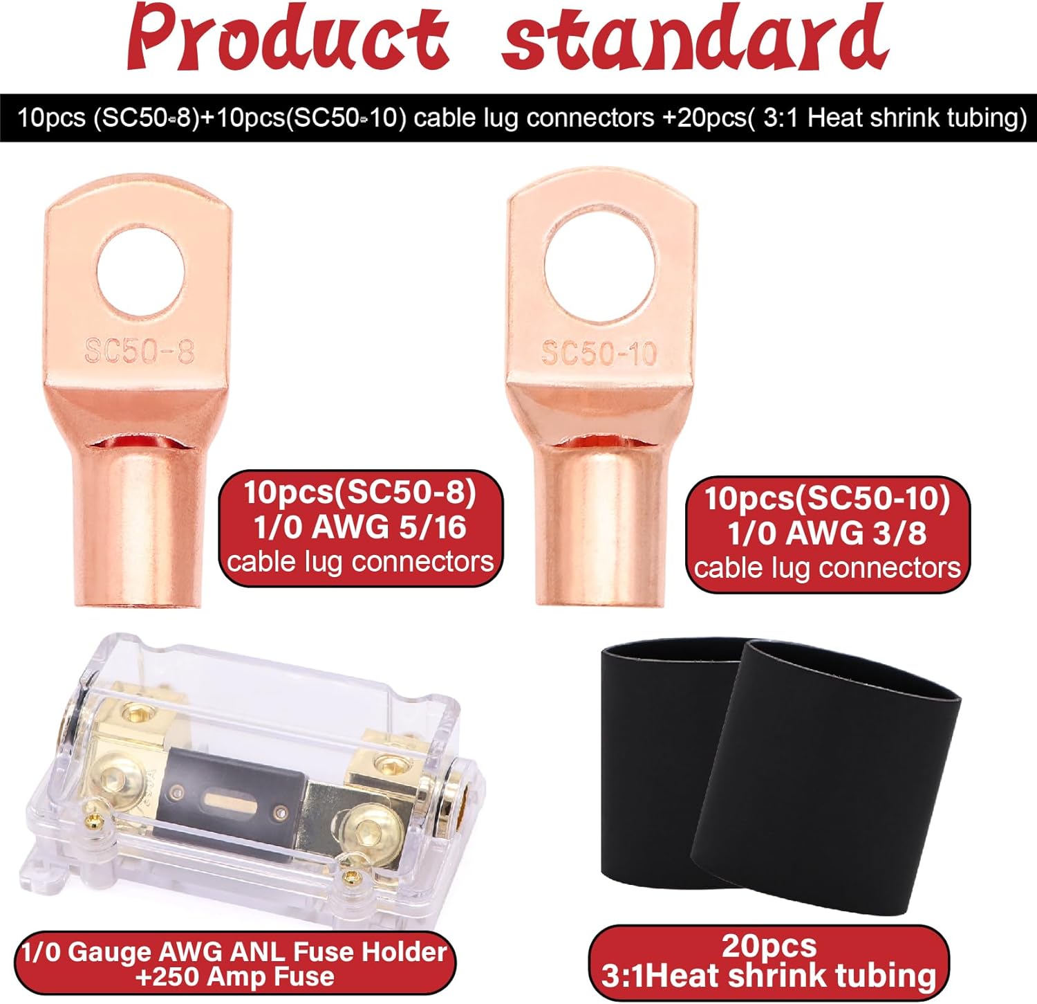 1/0 Gauge Wire Copper Clad Aluminum CCA-Car Amplifier Power & Ground Cable,Primary Automotive Wire,Battery Cable for Car Audio Speaker,Solar, Auto, Marine & RV Trailer(20ft Black+20ft Red)