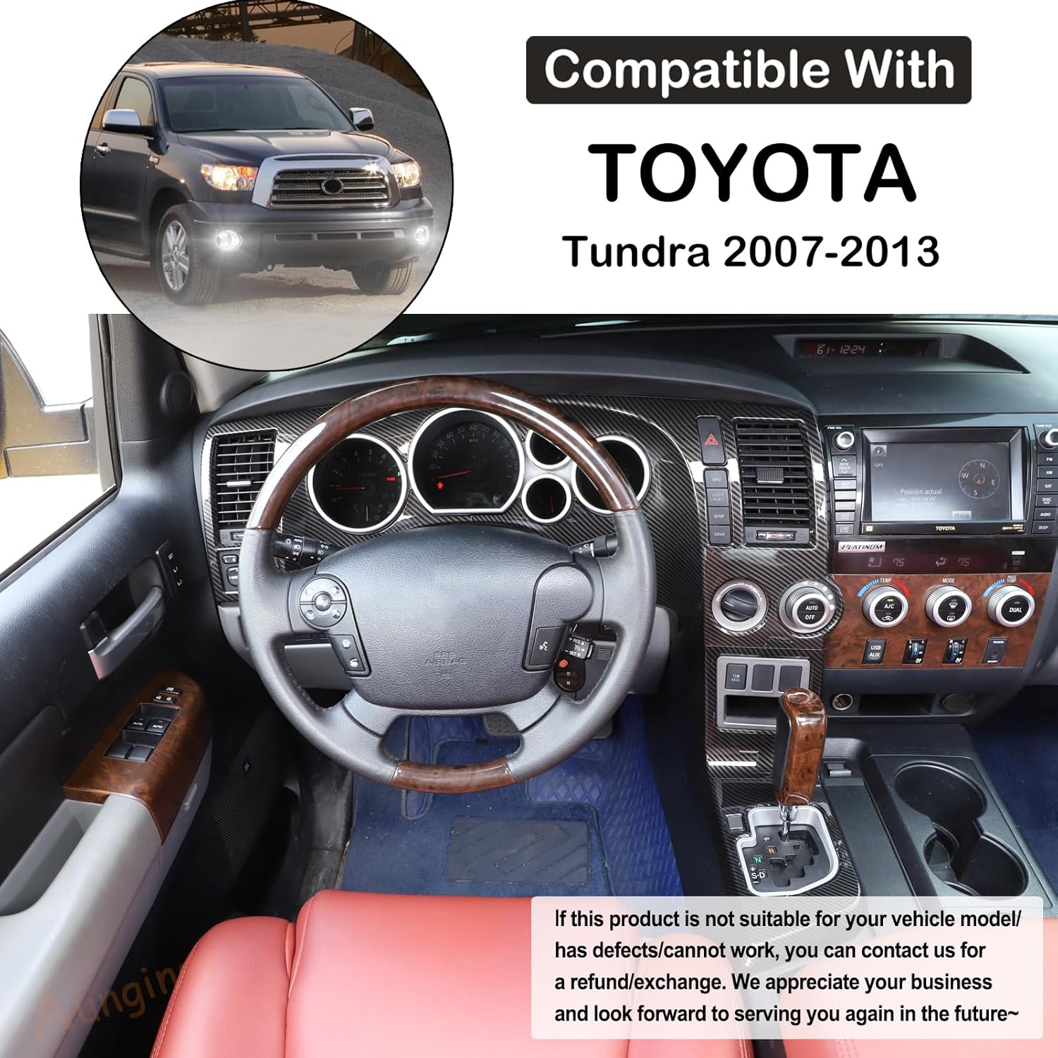 Aunginsy Car Center Console Dashboard Panel Frame Cover Trim Fit Toyot@a Tundra 2007-2013 Central Control Dashboard Panel Molding Instrument Protection Frame Decorative Cover ABS Interior Accessories