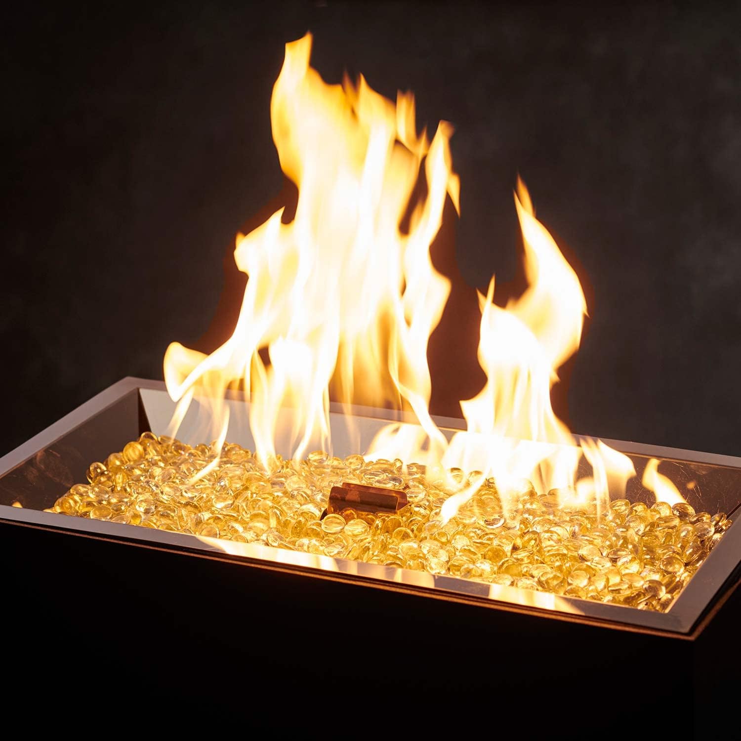 The Outdoor GreatRoom Company Linear Crystal Fire Plus Electronic Ignition Fire Pit Burner Kit (CFP1224DSILP), 12x24-Inches, Propane