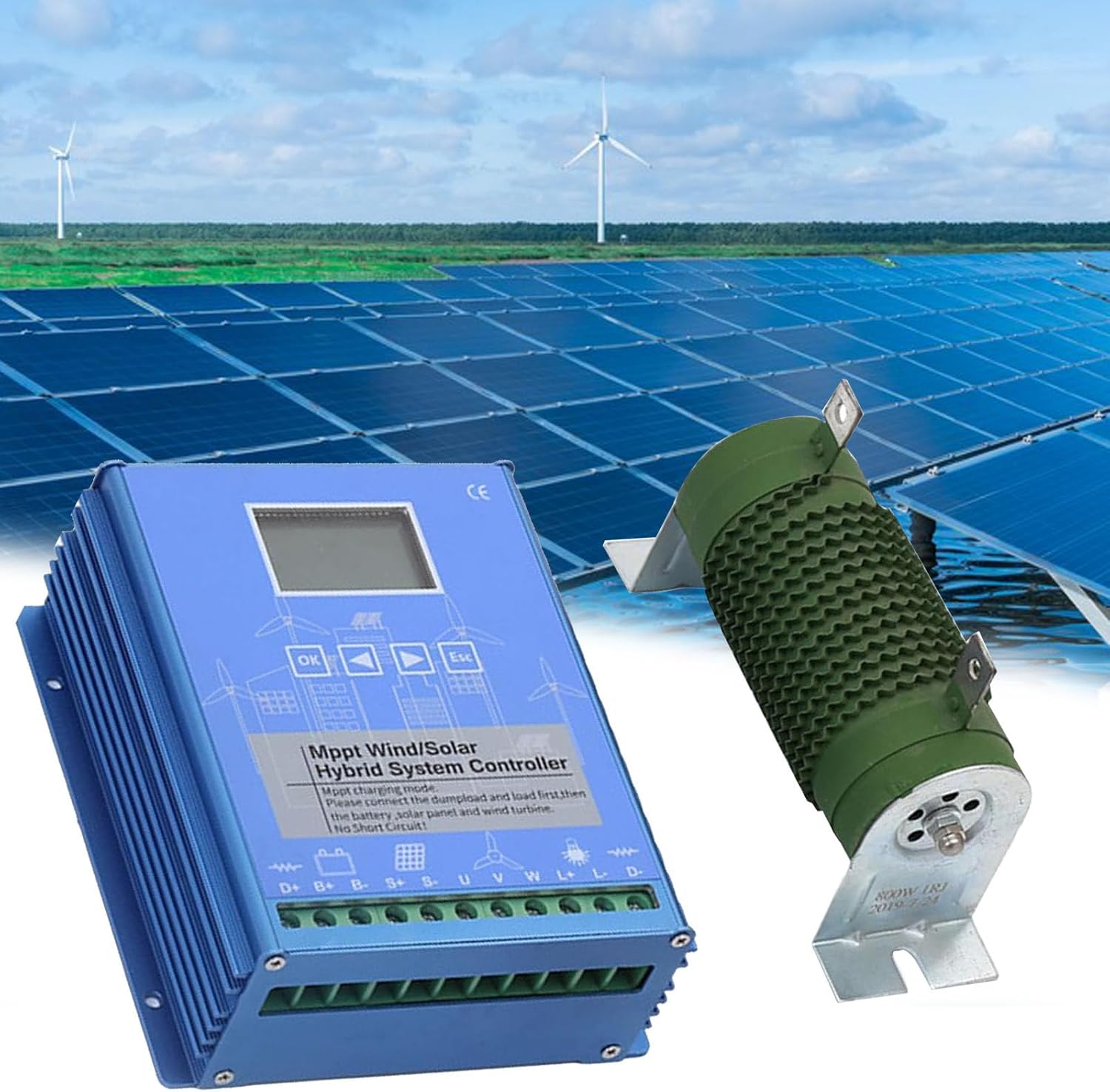 Wind Solar Hybrid Charge Controller,Hybrid Charge Controller,Boost Charging with LCD Display and Dump Load,15000W,Automatic Controller for Home, Boat, Street Light 48V