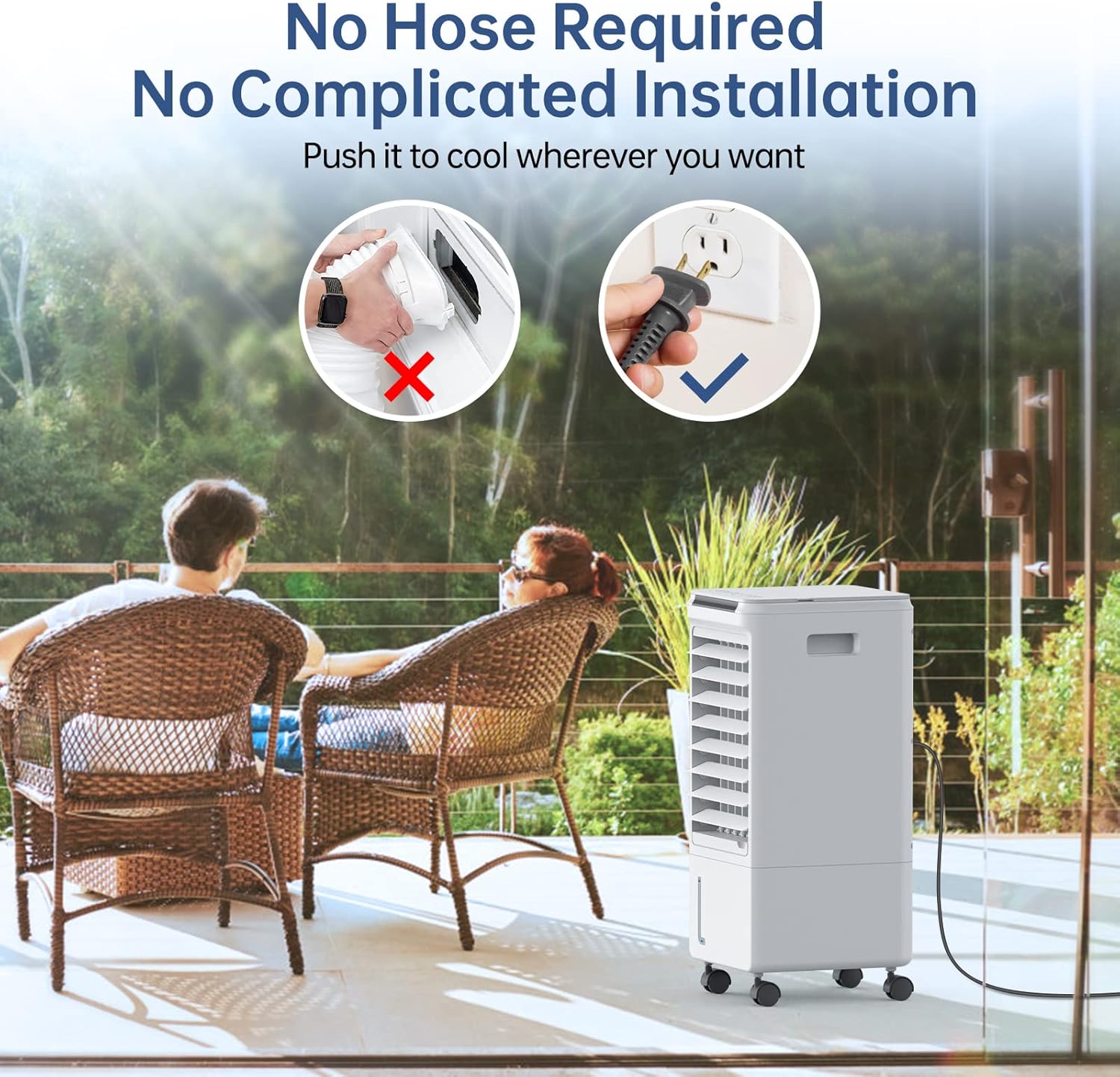 Evaporative Air Cooler - AOLOS 3-IN-1 Portable Air Cooler & Air Conditioner Fan w/Remote, 3 Speeds, 1.85-Gal Water Tank, 7H Timer & 40°Oscillation, Ultra Quiet Evaporative Cooler for Room Home Office
