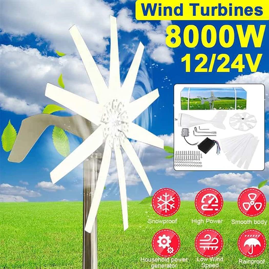 LiuSj JUnSt 10000W Wind Turbine Generator 10 Blades Free Energy Windmill 12V -220V Wind Power with Controller for Home Outdoor Camping Use