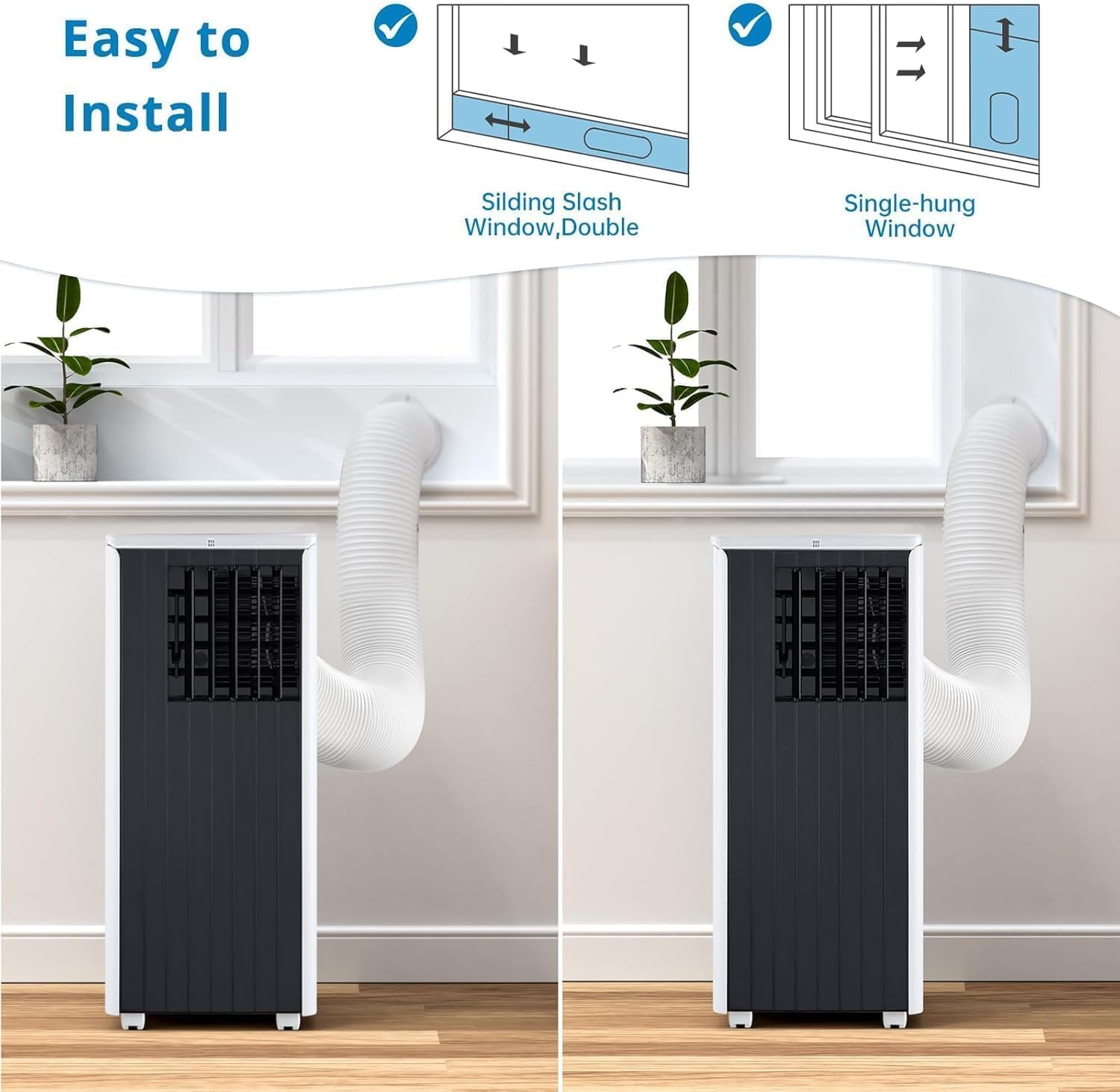 8,000 BTU Portable Air Conditioner, Cools up to 350 Sq. Ft., LED Touch Panel, with Remote Contro, Built-in Dehumidifier, Fan, 3 in 1 Compact Indoor Quite AC Unit for Home Office