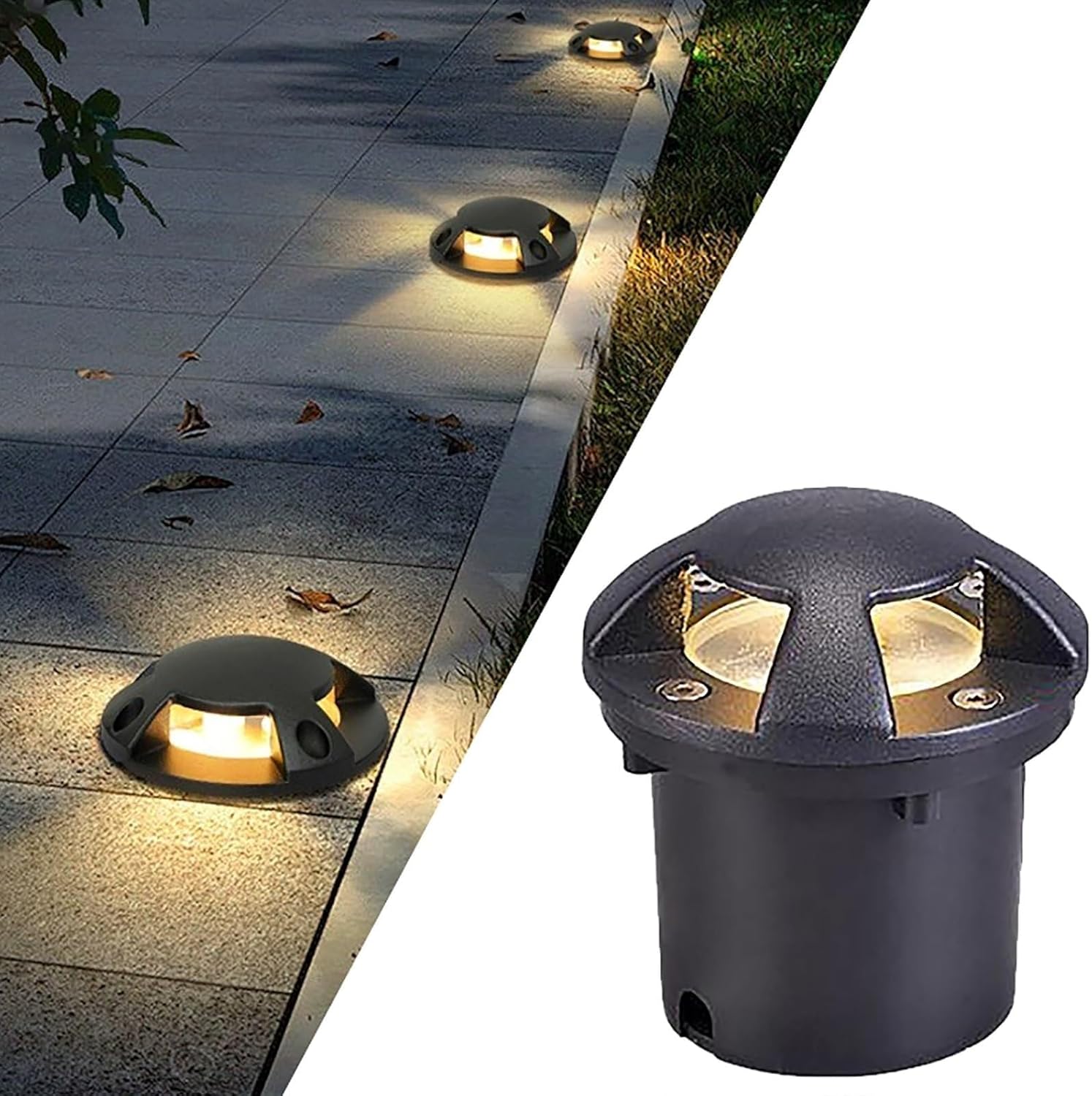 Outdoor Buried Lights - Recessed 4-Sides Emitting Spot Light, Waterproof Aluminum Landscape Lights, Anti-Glare Pathway LED Inground Lighting(Blue,18W)