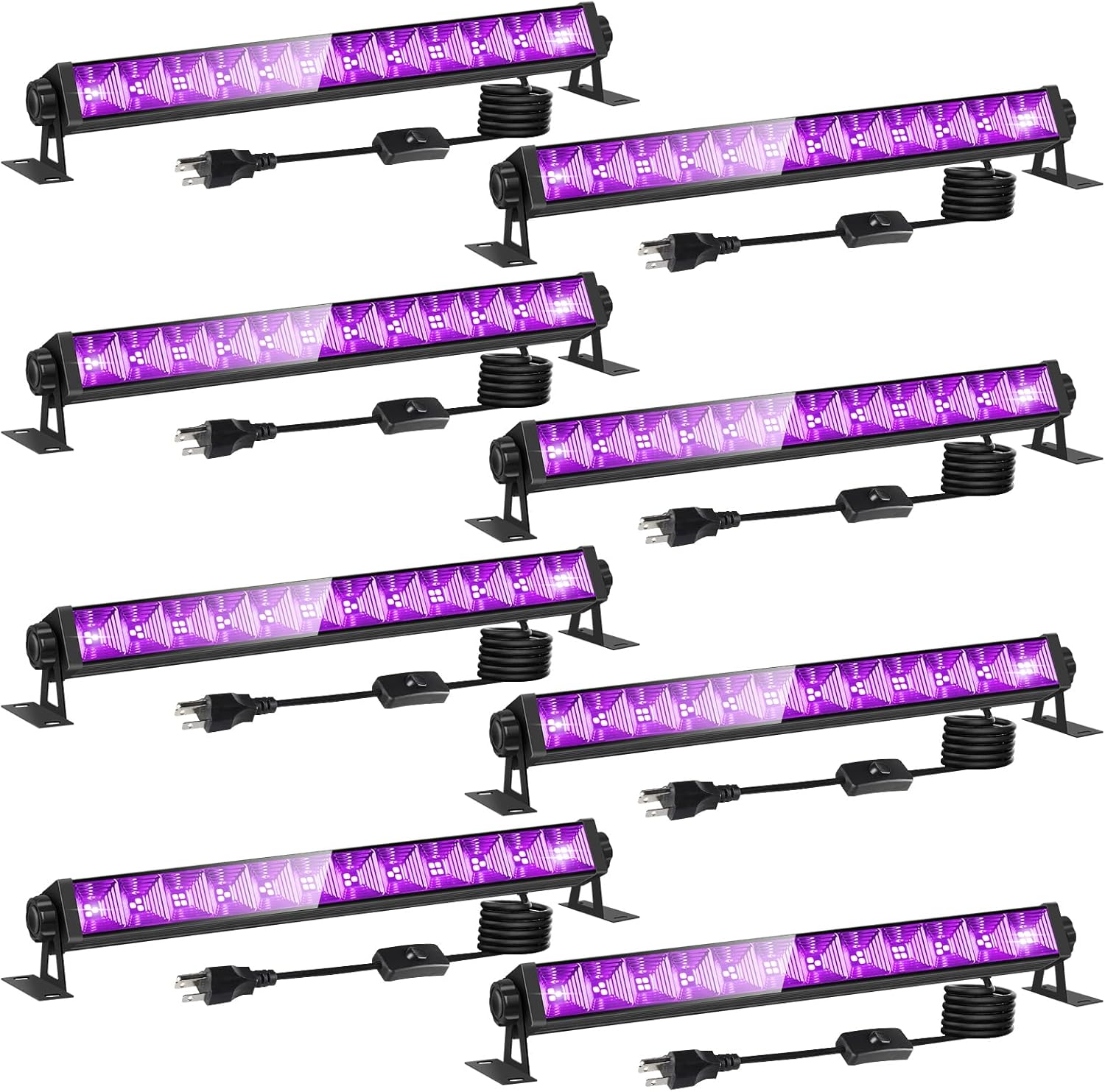 8 Pack 40W LED Black Light Bar, Black Lights Light Up 4000ft² with Switch+Plug+6ft Cord, for Glow Party Supply, Halloween, Bedroom, Body Paint, Fluorescent Party